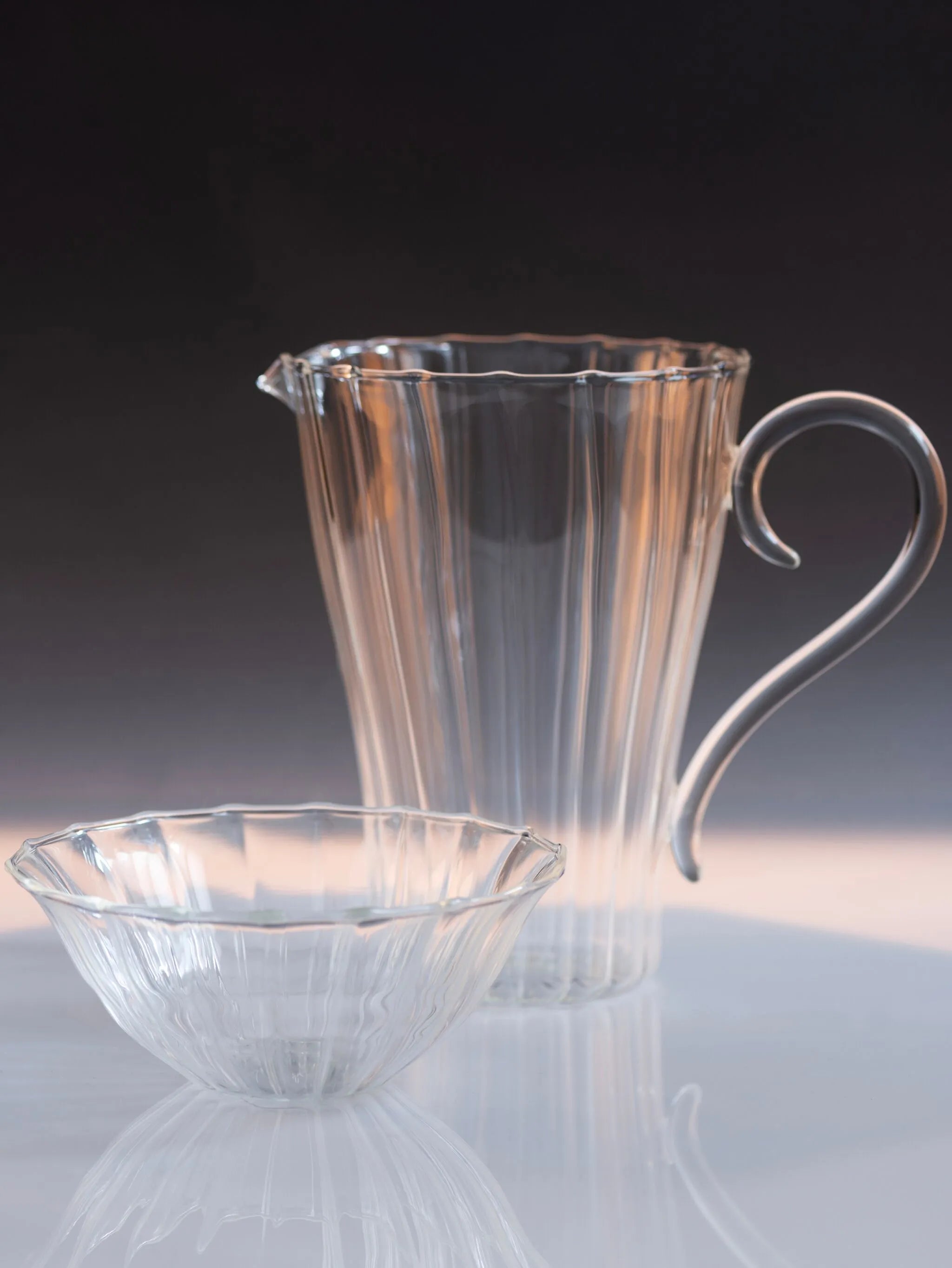 ribbed glass pitcher