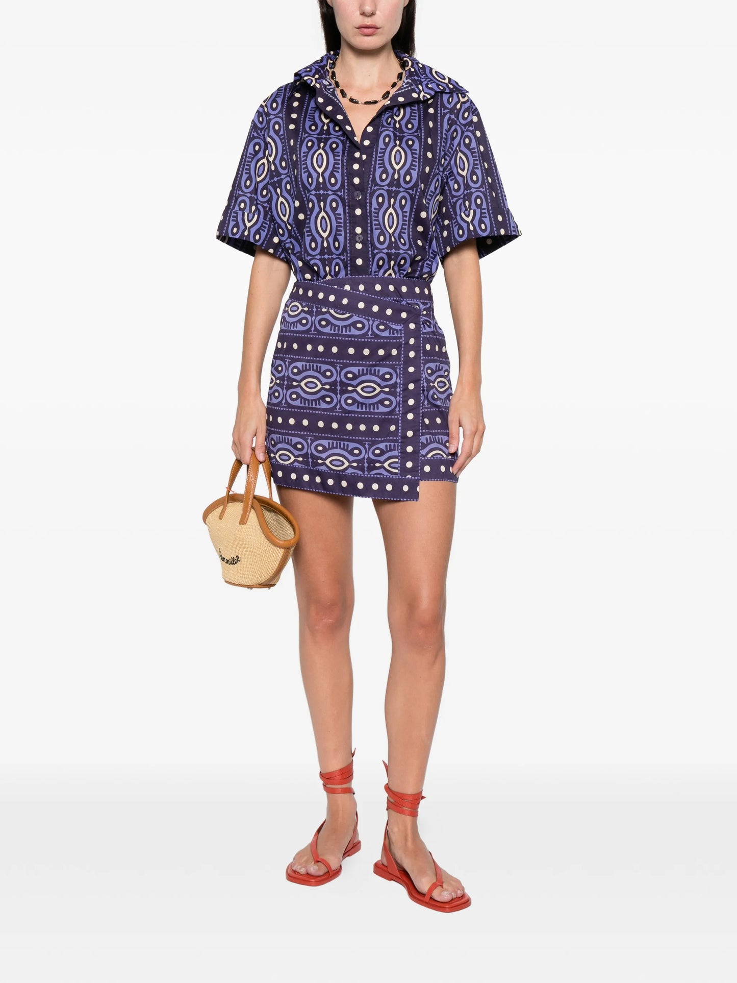 Hunting Roots dotted-print mini skirt