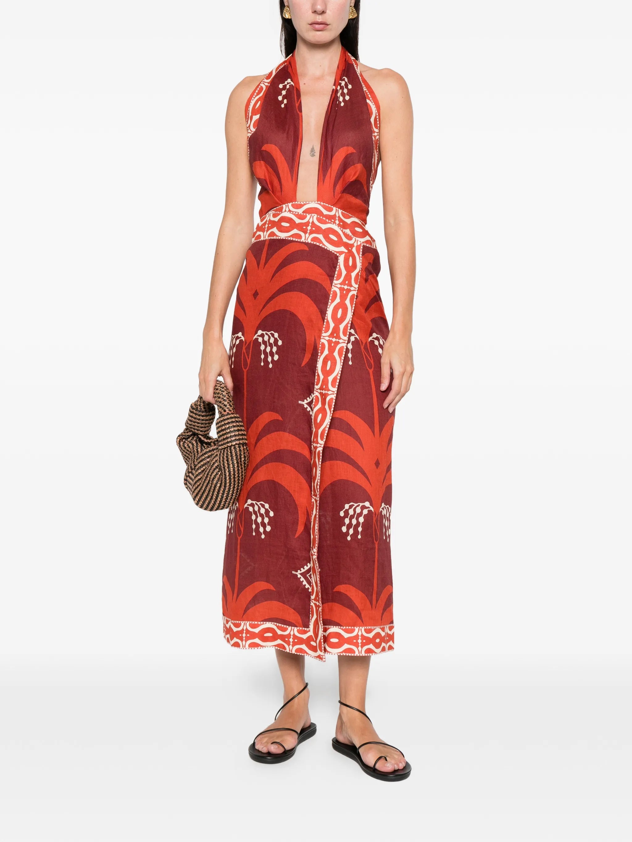 Buen Viento halterneck printed midi dress
