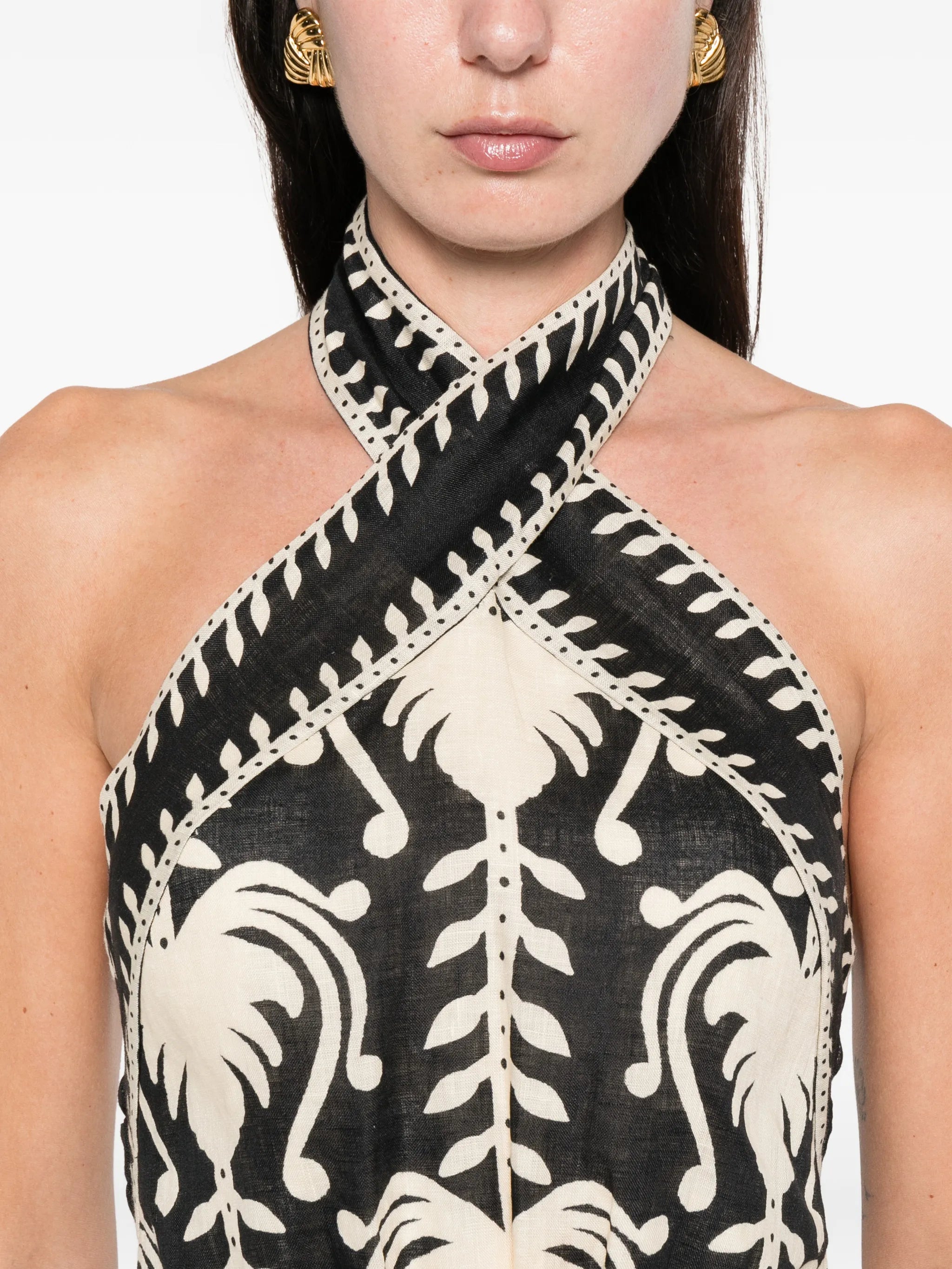 Tide halterneck cut-out mini dress