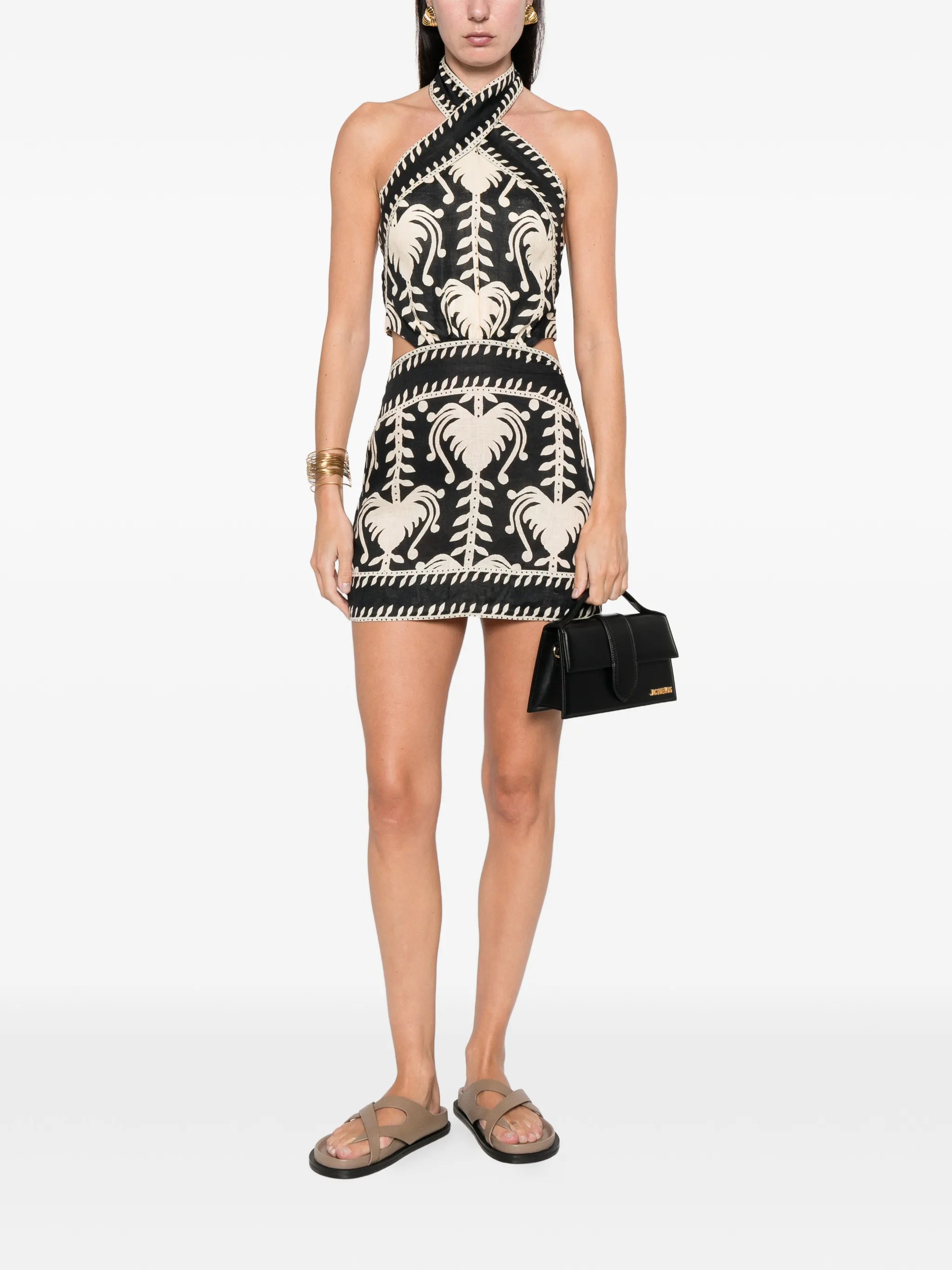 Tide halterneck cut-out mini dress