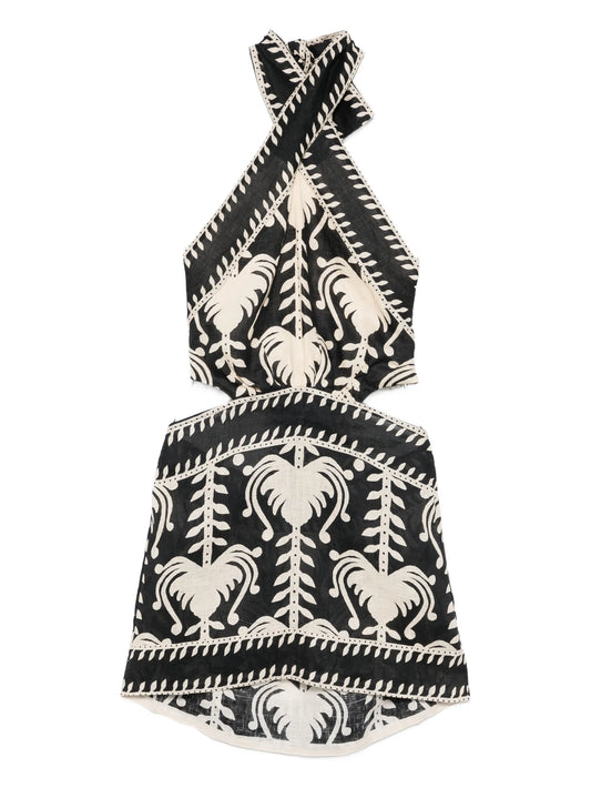 Tide halterneck cut-out mini dress