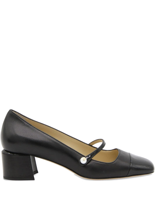pearl-embellished block-heel pumps