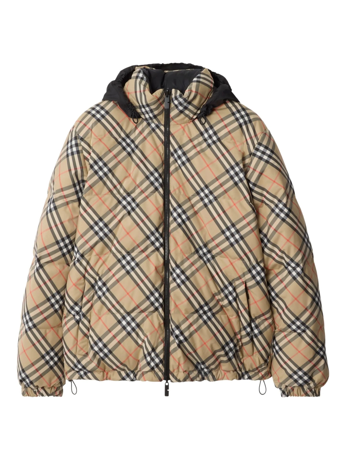 reversible check puffer jacket