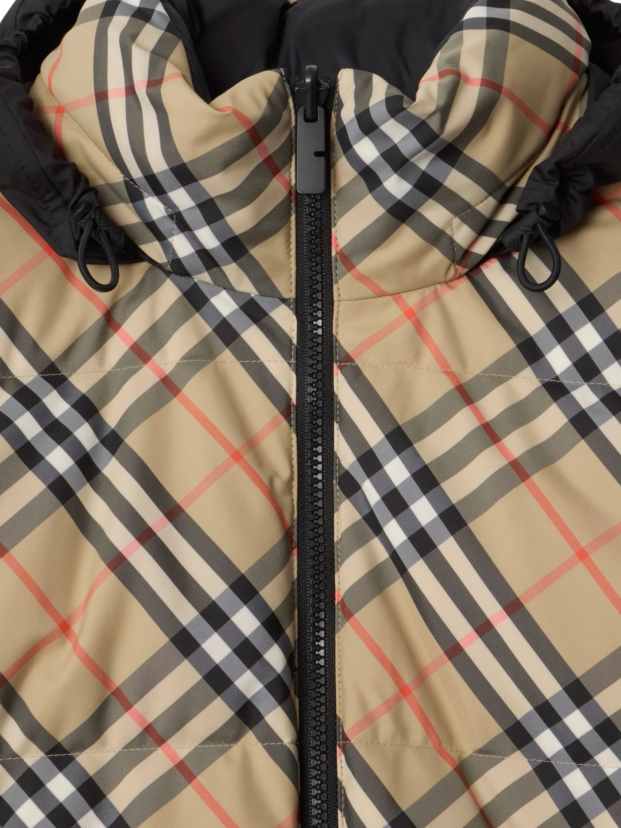 reversible check puffer jacket