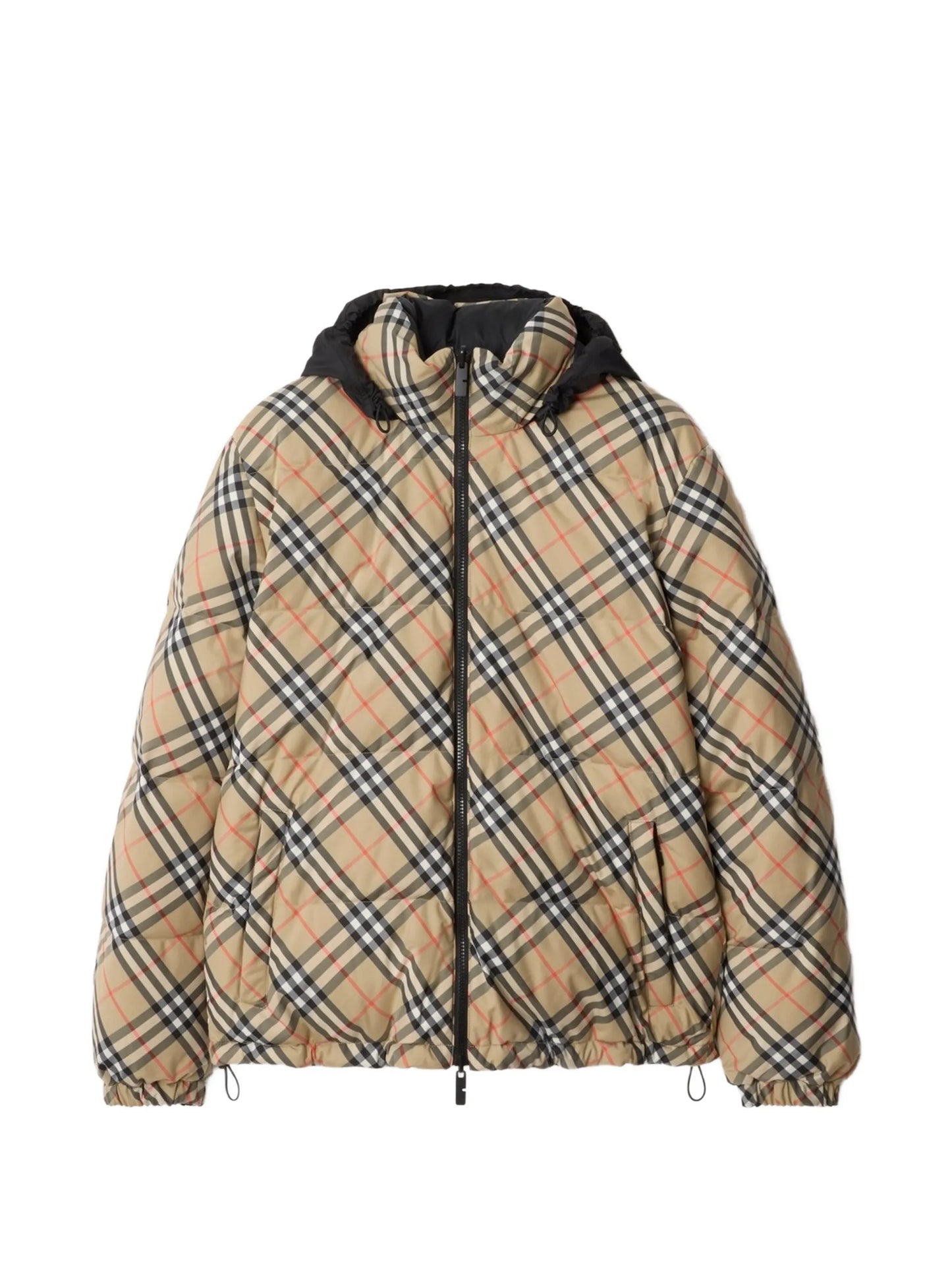 reversible check puffer jacket