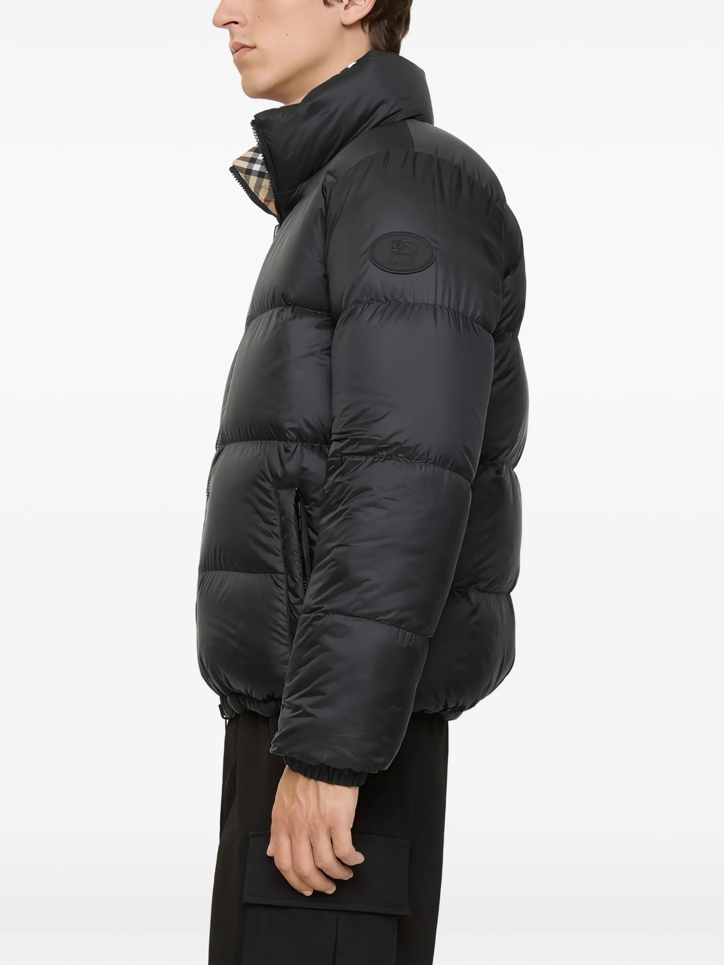 reversible check puffer jacket