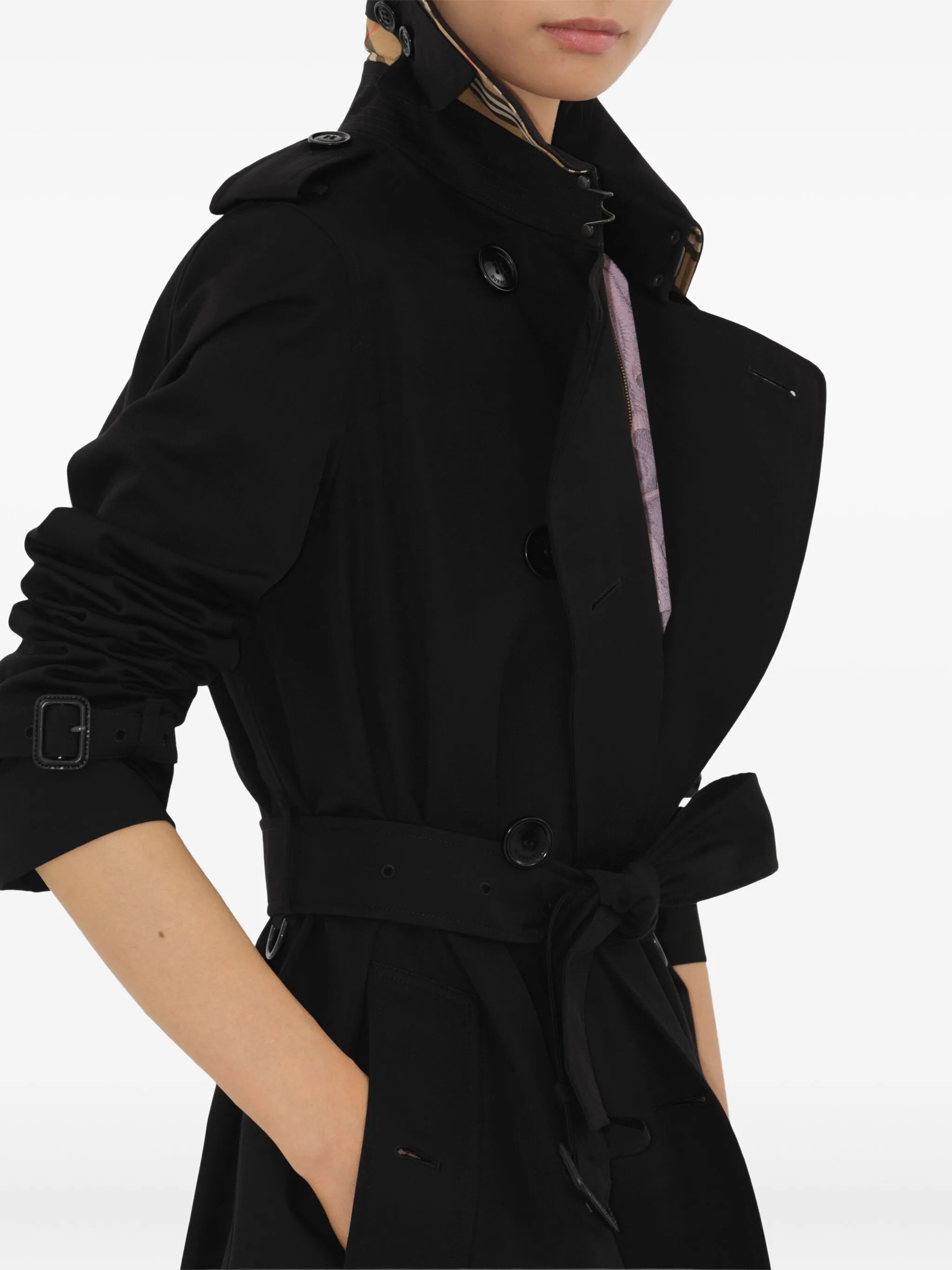 belted double-breasted trench coat