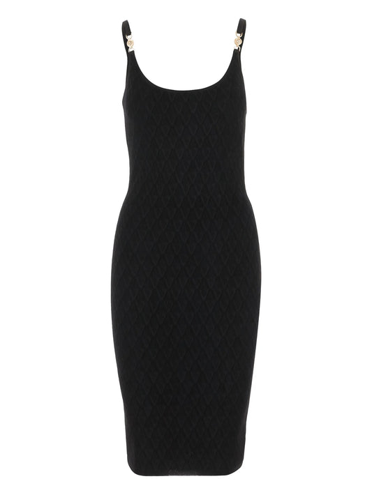 embellished-strap midi dress