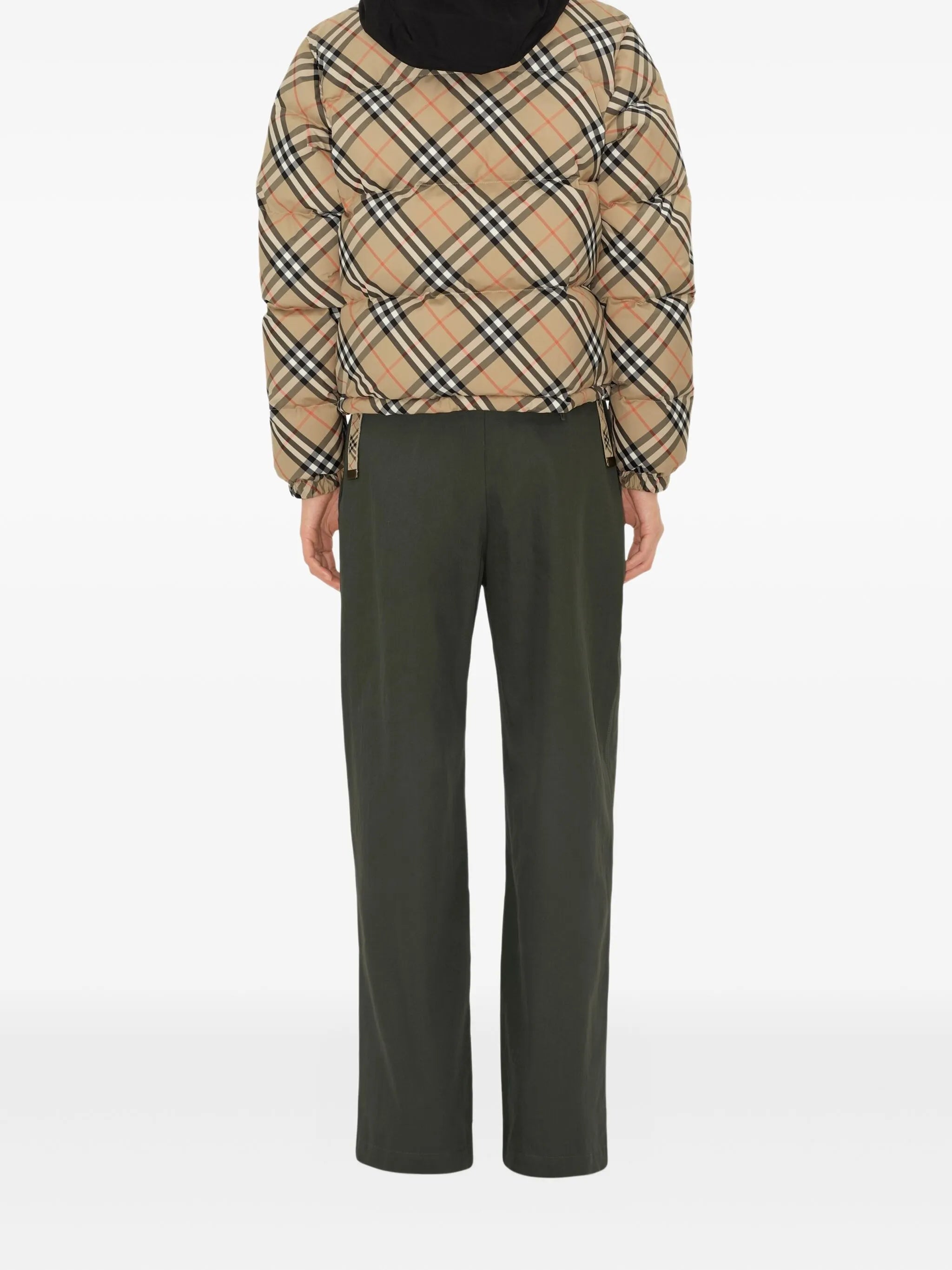 Vintage Check-pattern puffer jacket