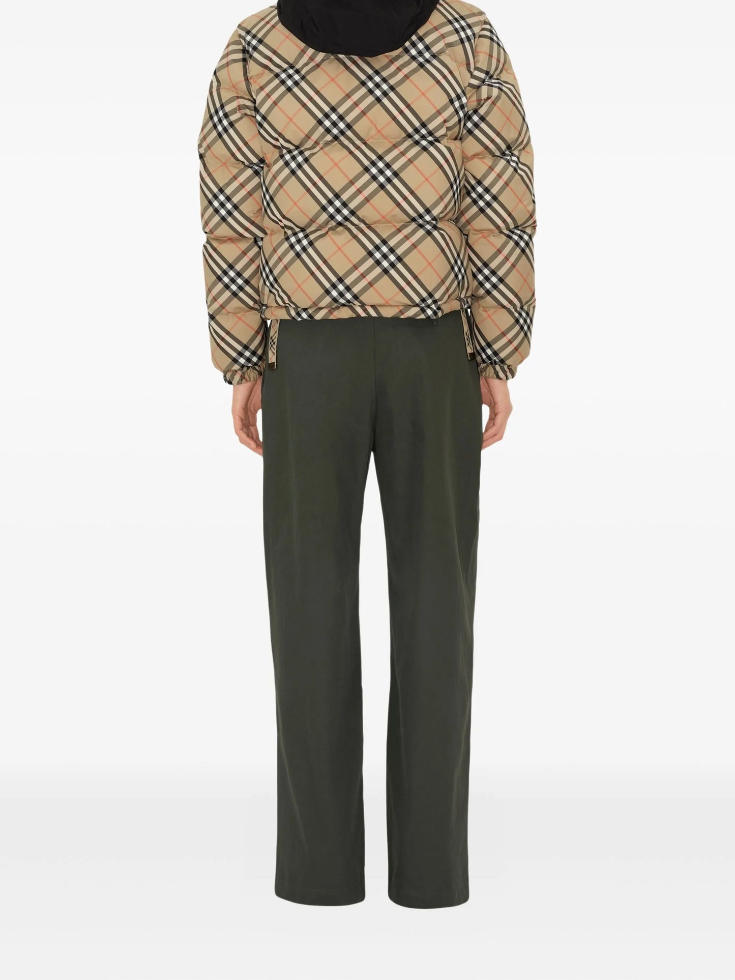 Vintage Check-pattern puffer jacket