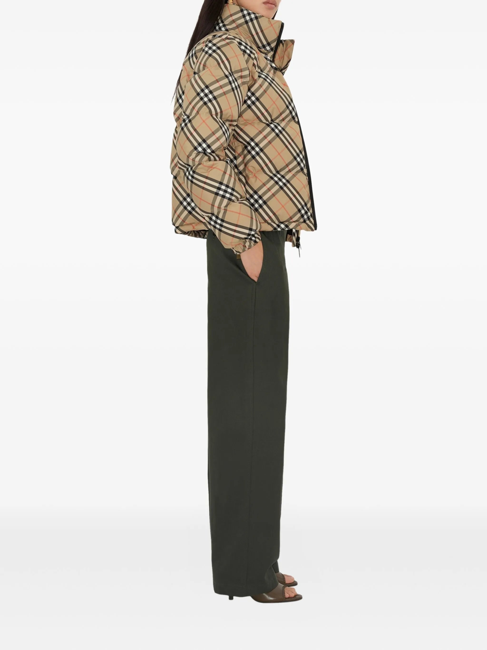 Vintage Check-pattern puffer jacket