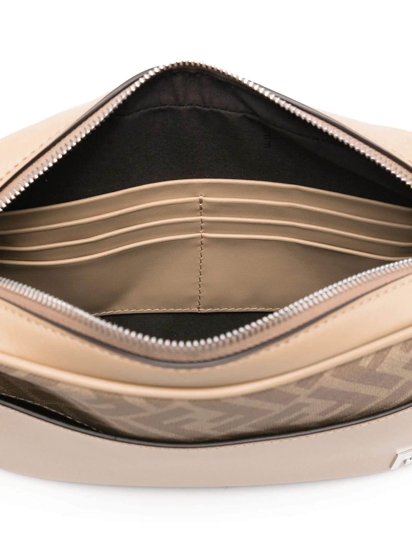 monogram-panel leather messenger bag