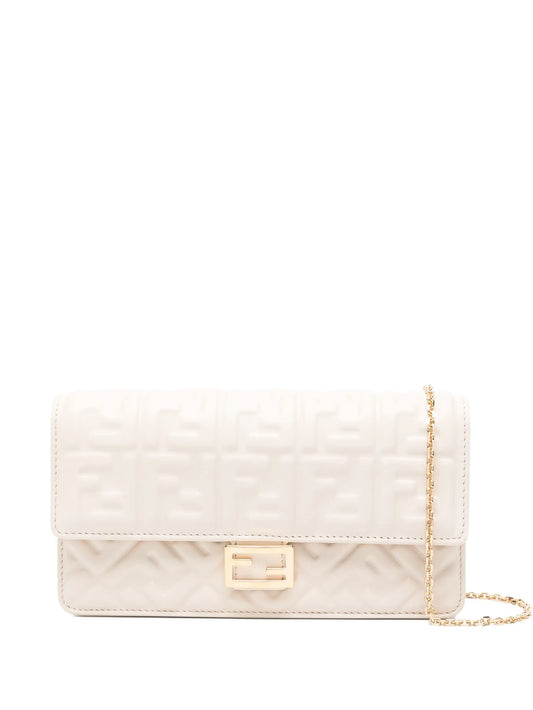Baguette logo-plaque quilted clutch bag