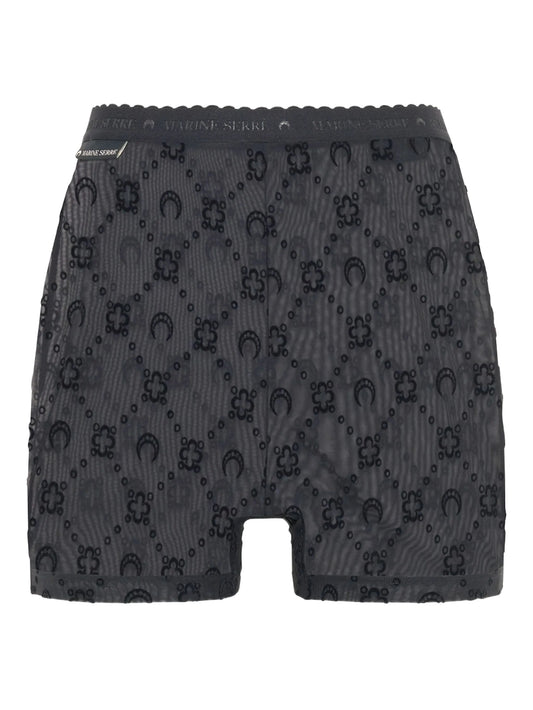 flock-print mesh shorts
