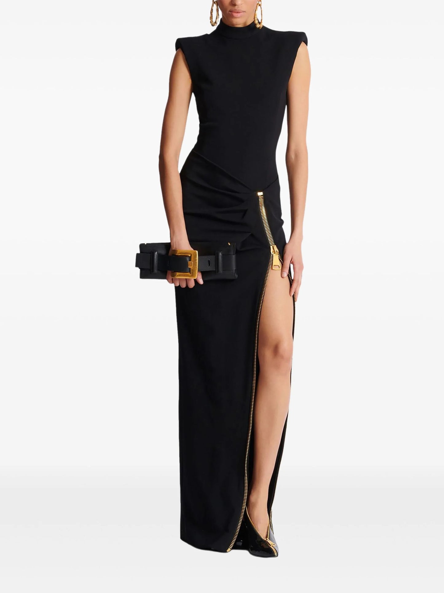 Anthem buckle-detail calfskin-leather clutch