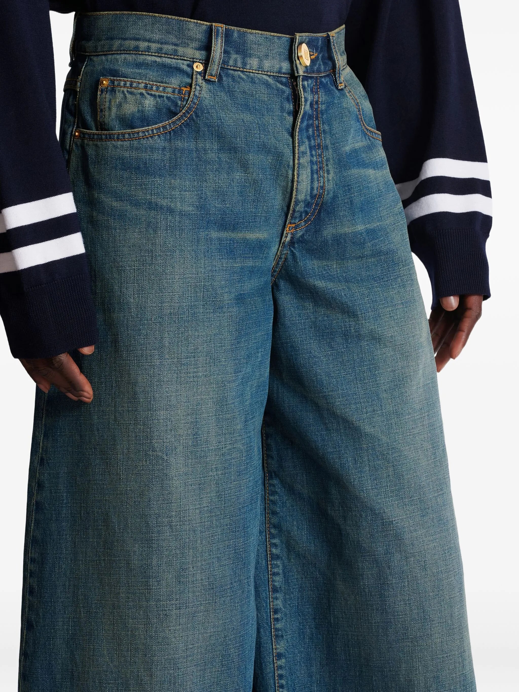 faded wide-leg jeans