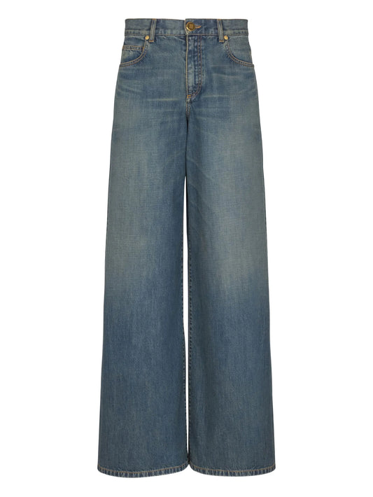 faded wide-leg jeans