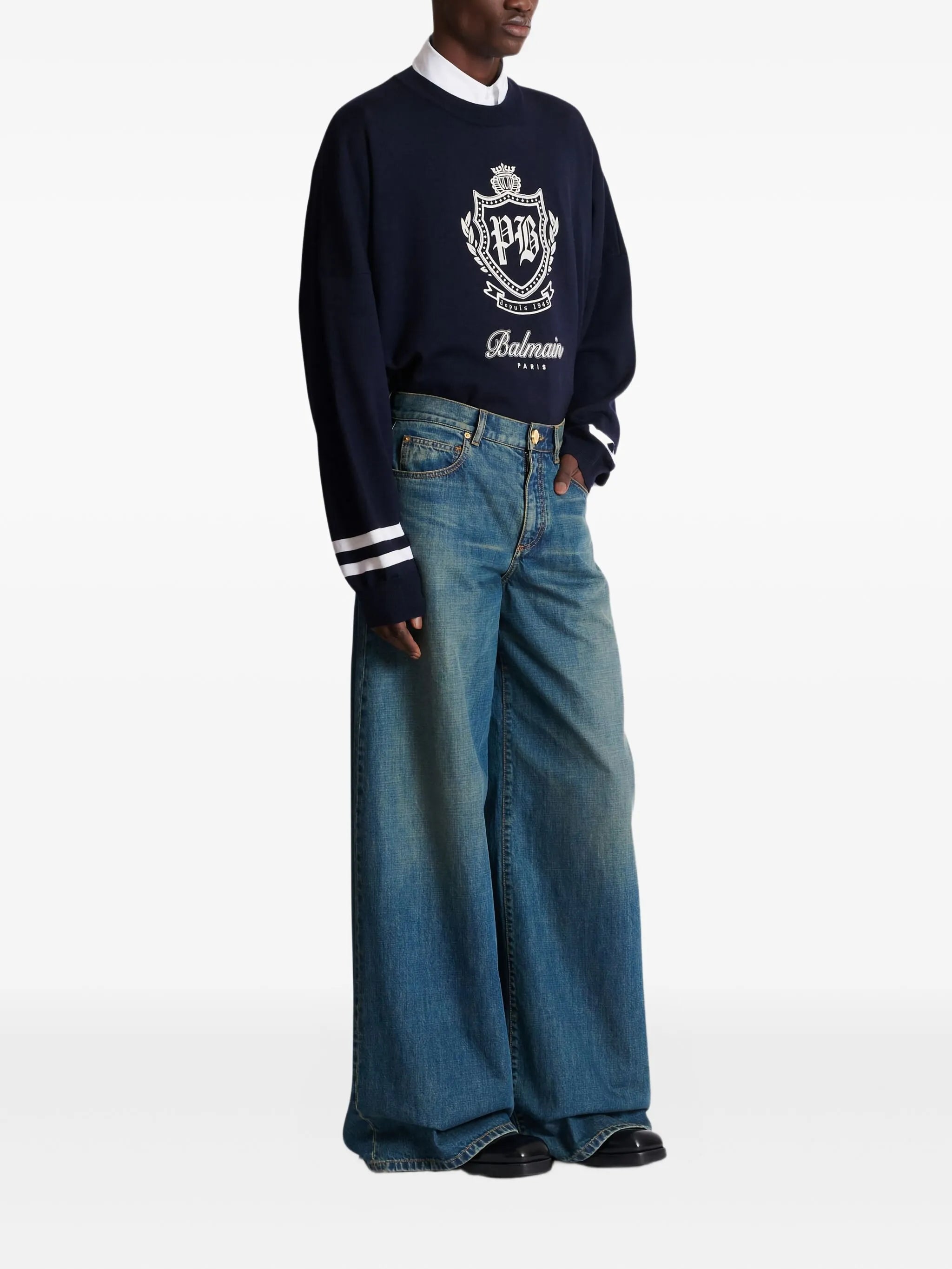 faded wide-leg jeans