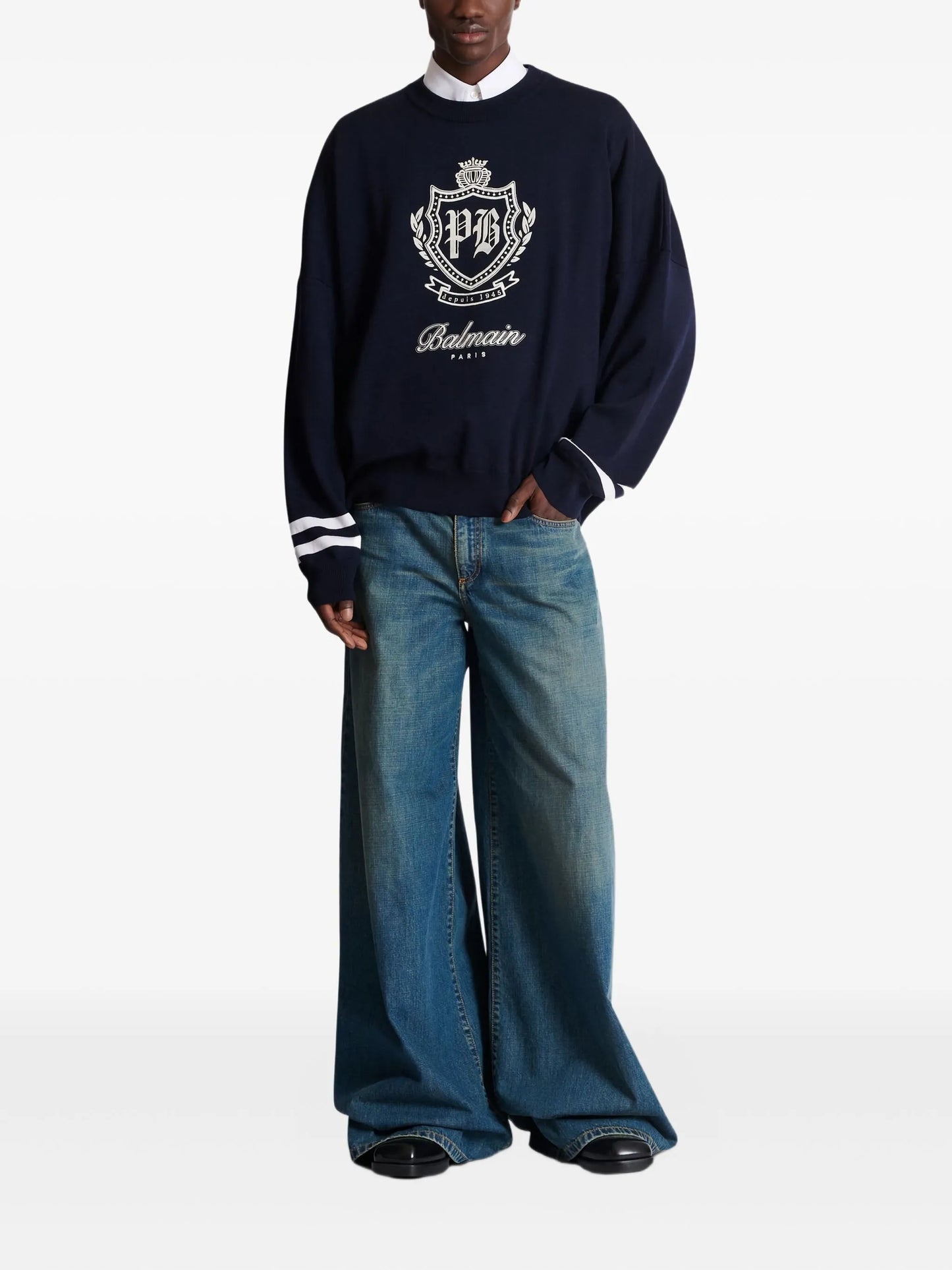 faded wide-leg jeans