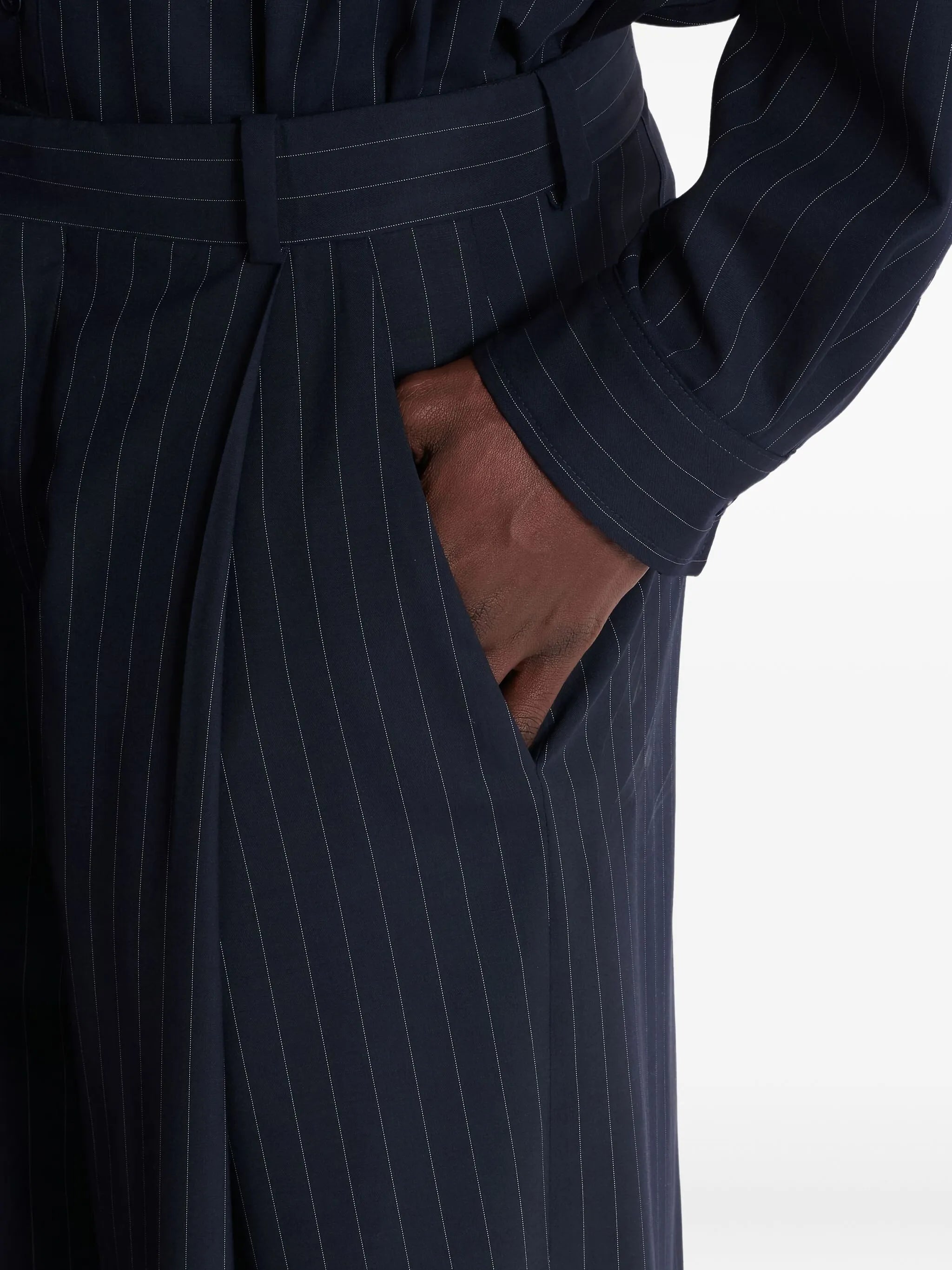 pinstripe-pattern pleated trousers