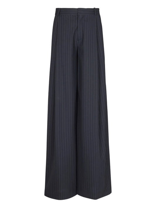 pinstripe-pattern pleated trousers