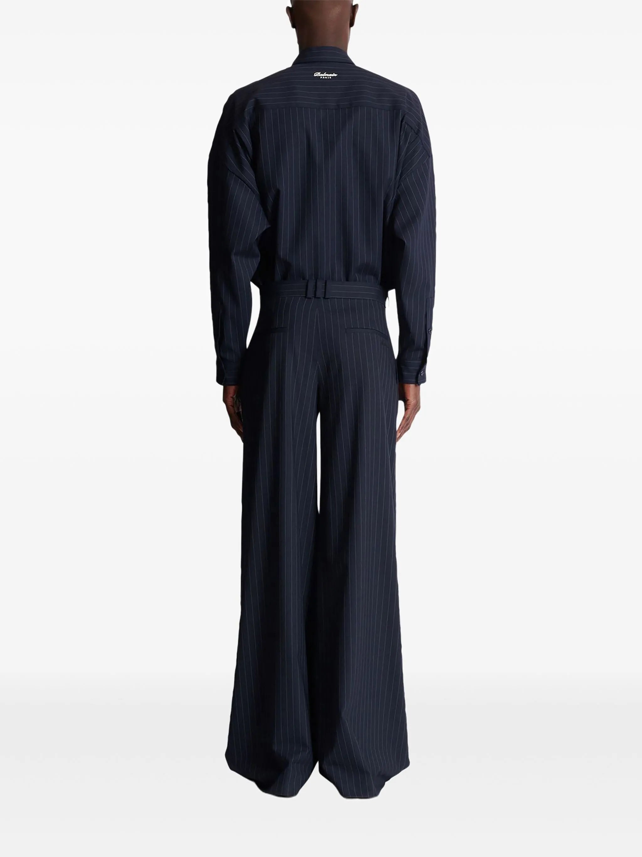 pinstripe-pattern pleated trousers