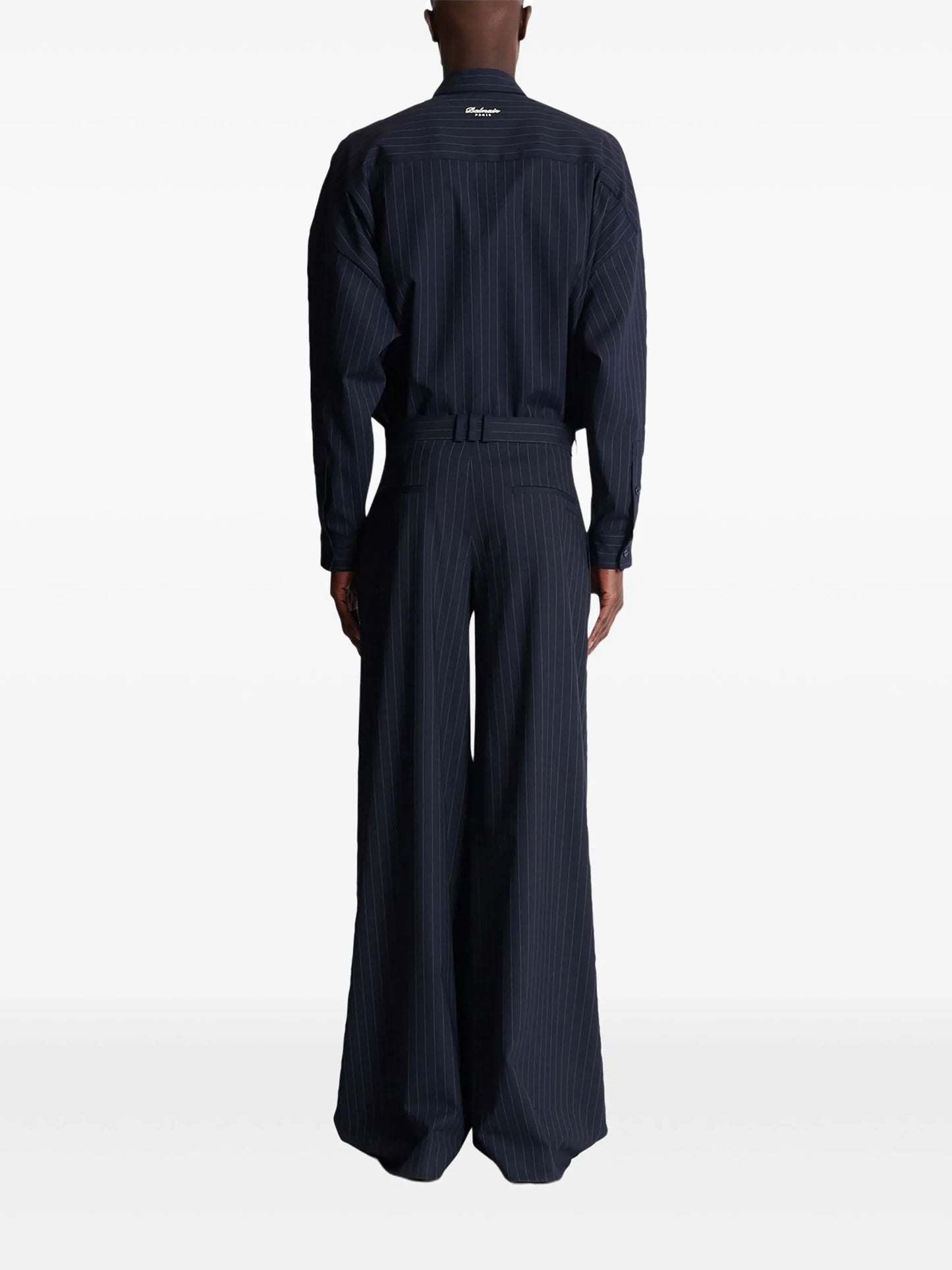 pinstripe-pattern pleated trousers