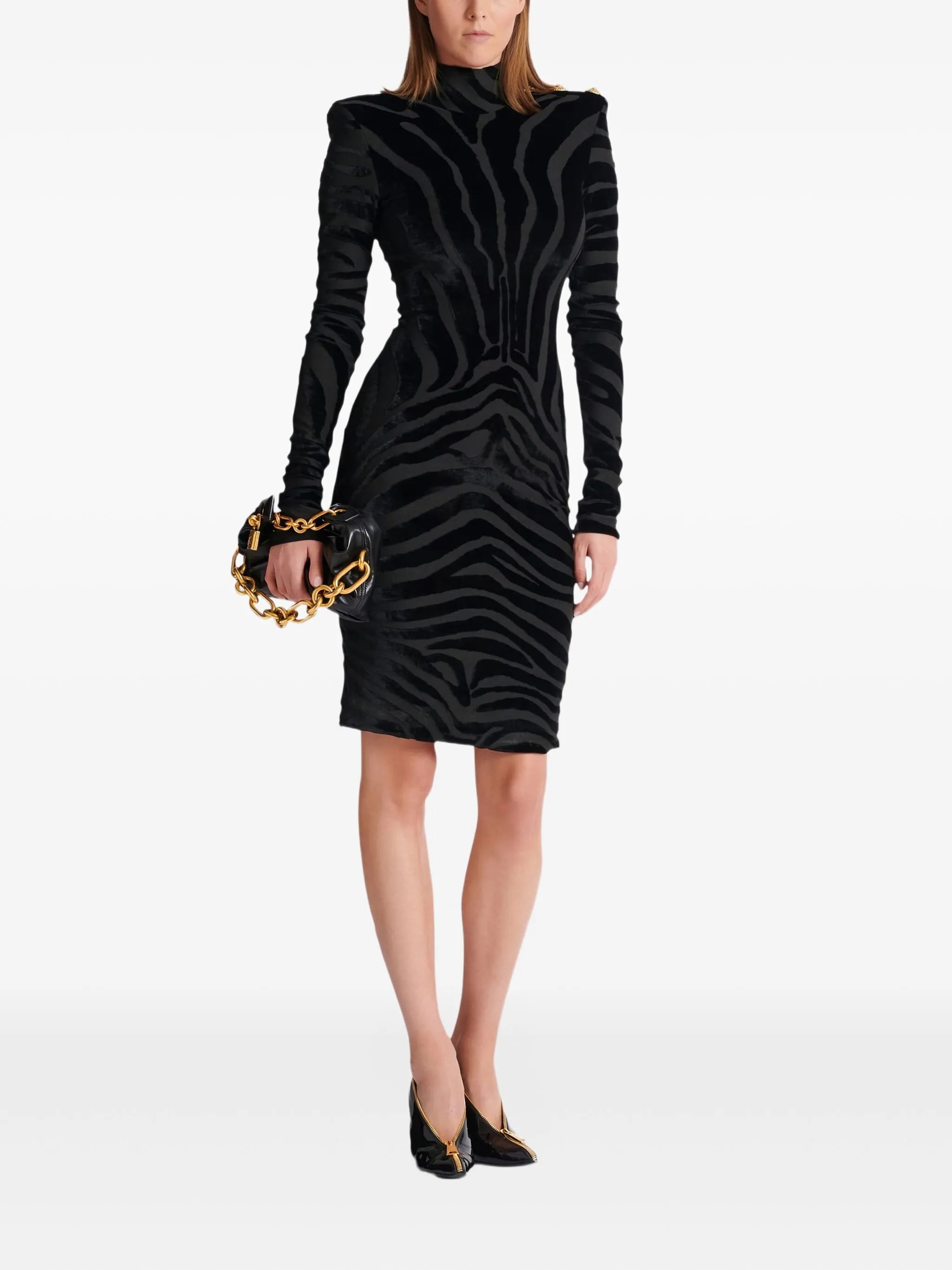 zebra-print midi dress