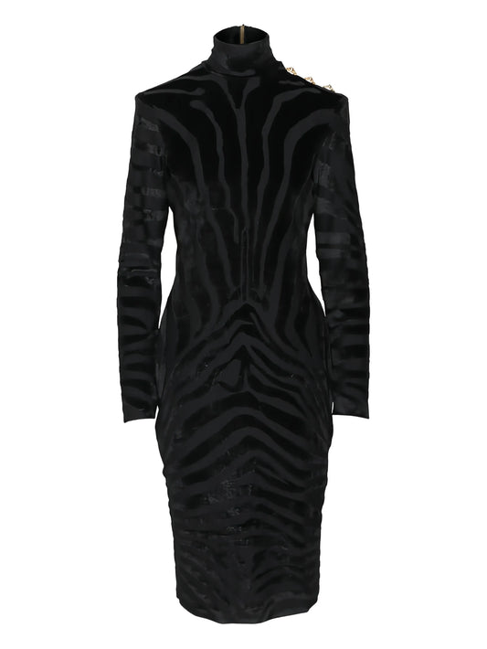 zebra-pattern midi dress