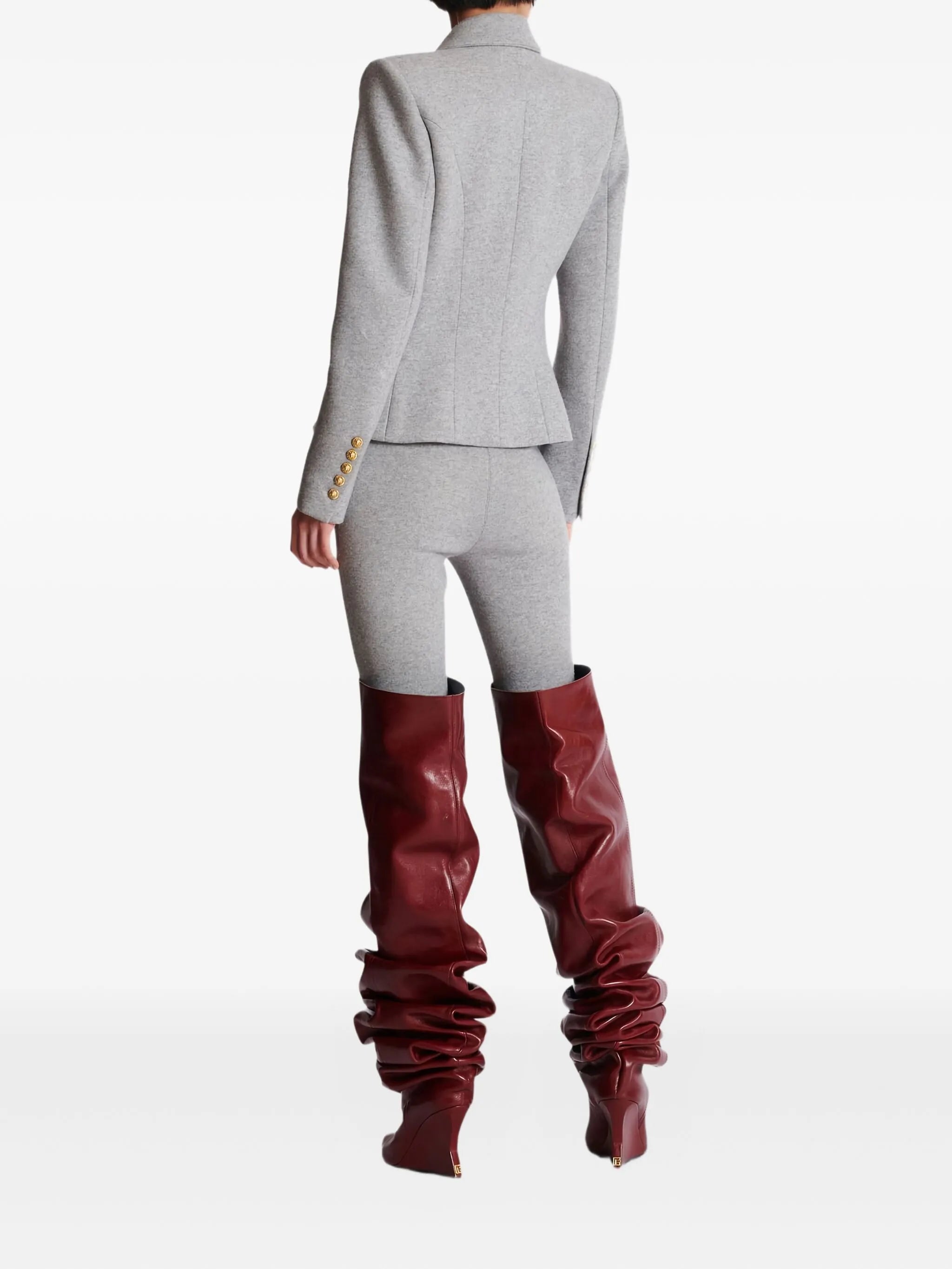 six-button cotton knit jacket