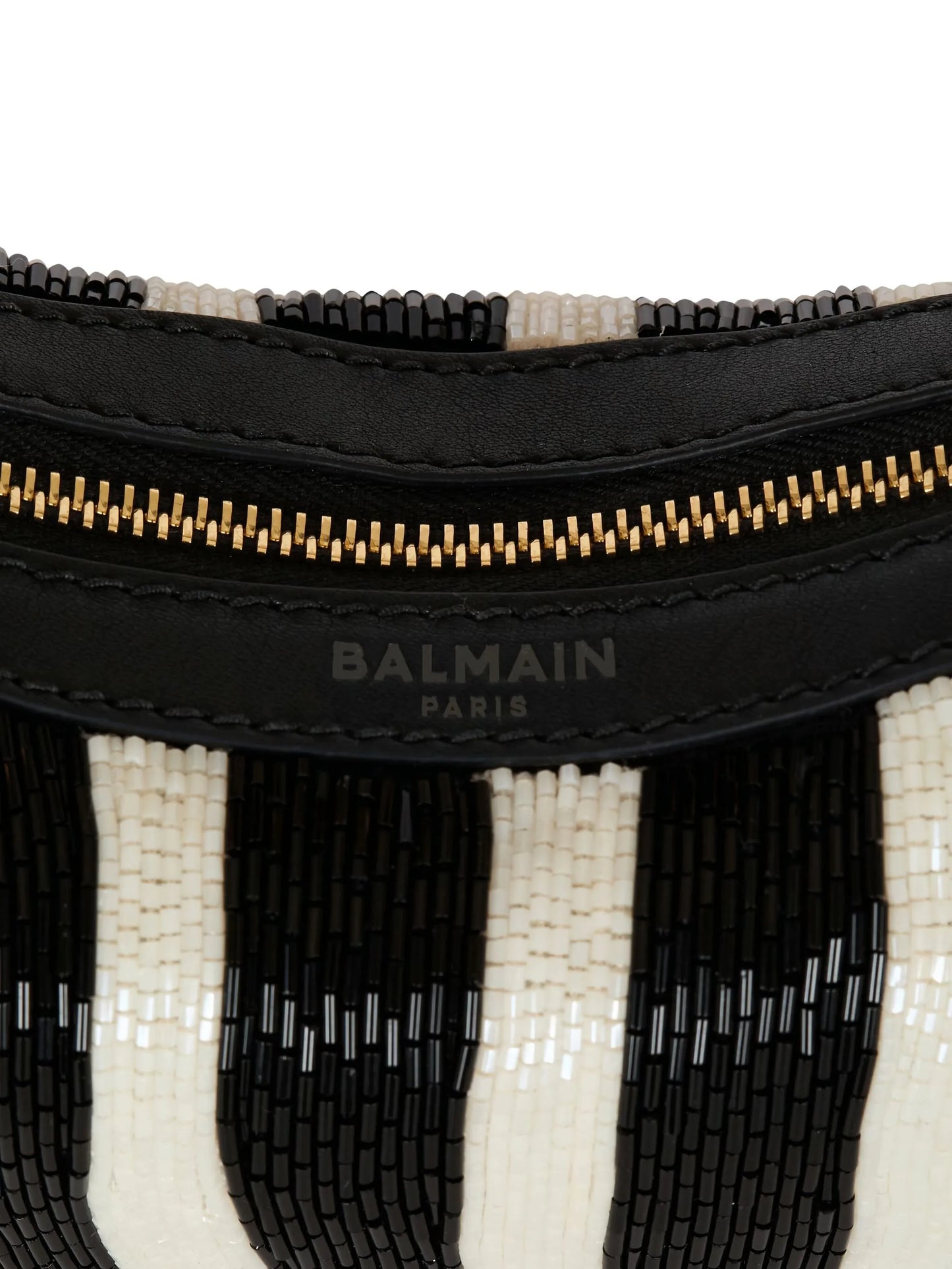 zebra-striped beaded shoulder bag