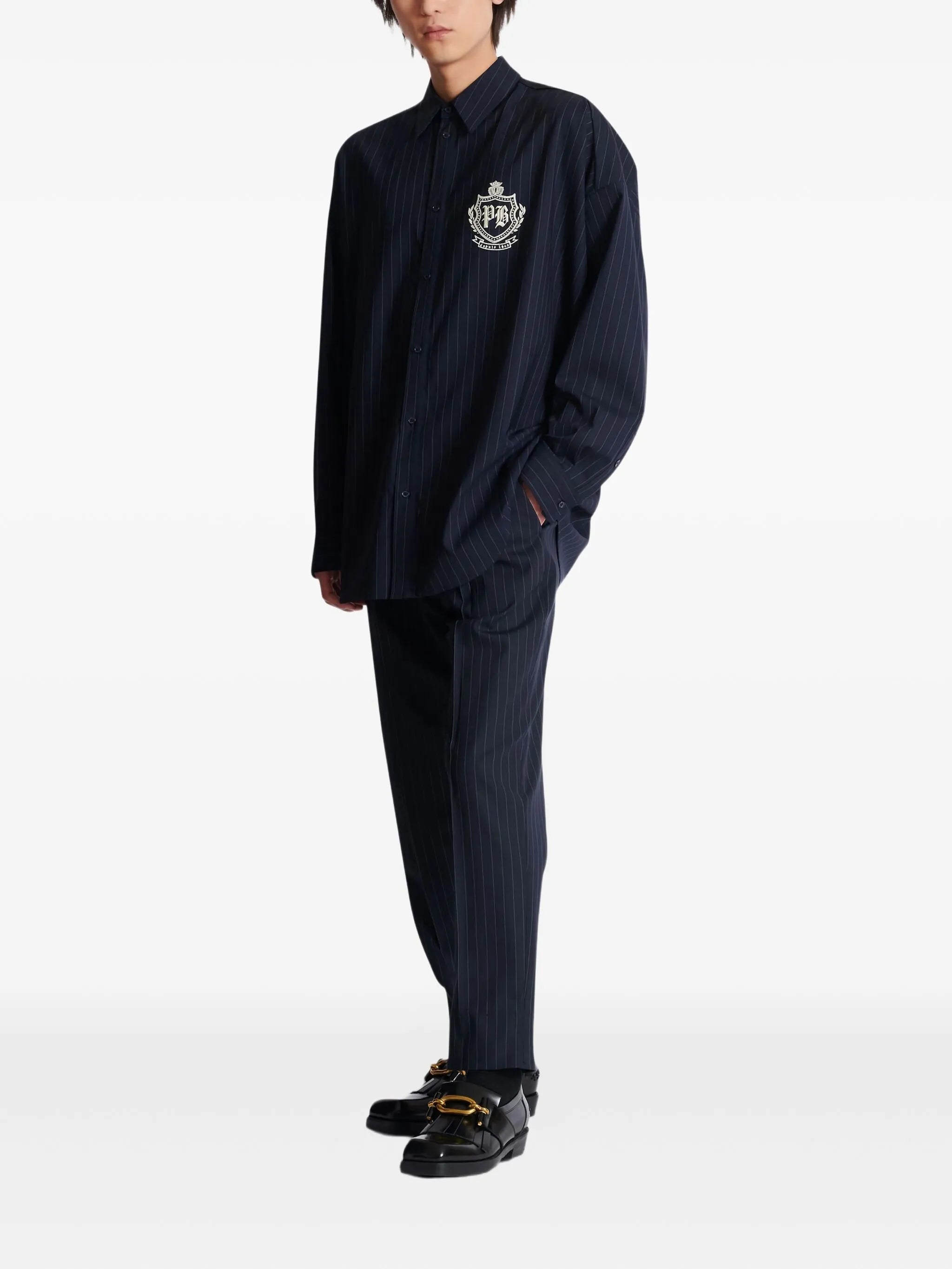 pinstripe emblem shirt