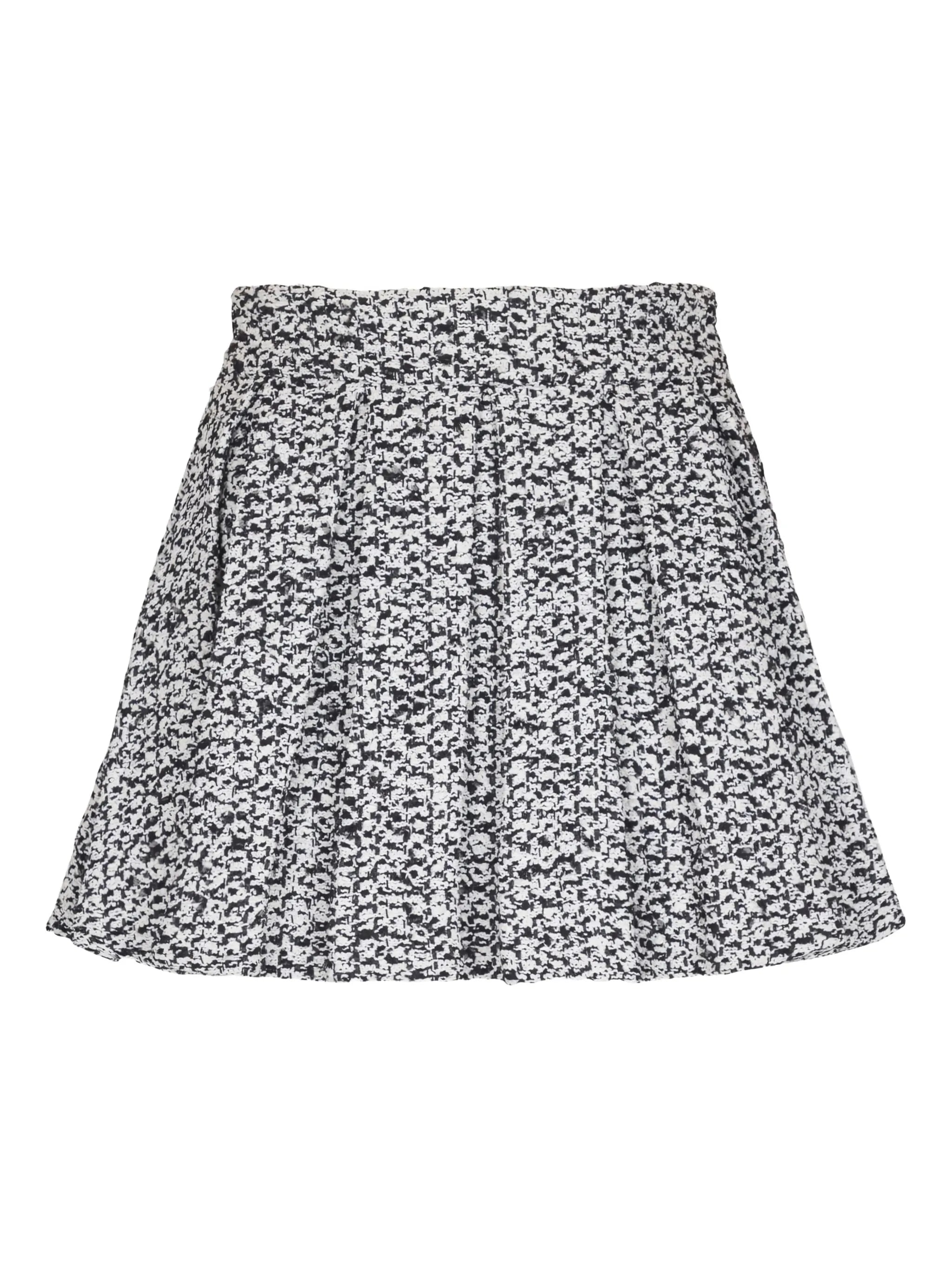 high-waisted tweed pleated mini skirt