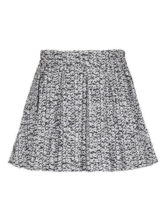 high-waisted tweed pleated mini skirt