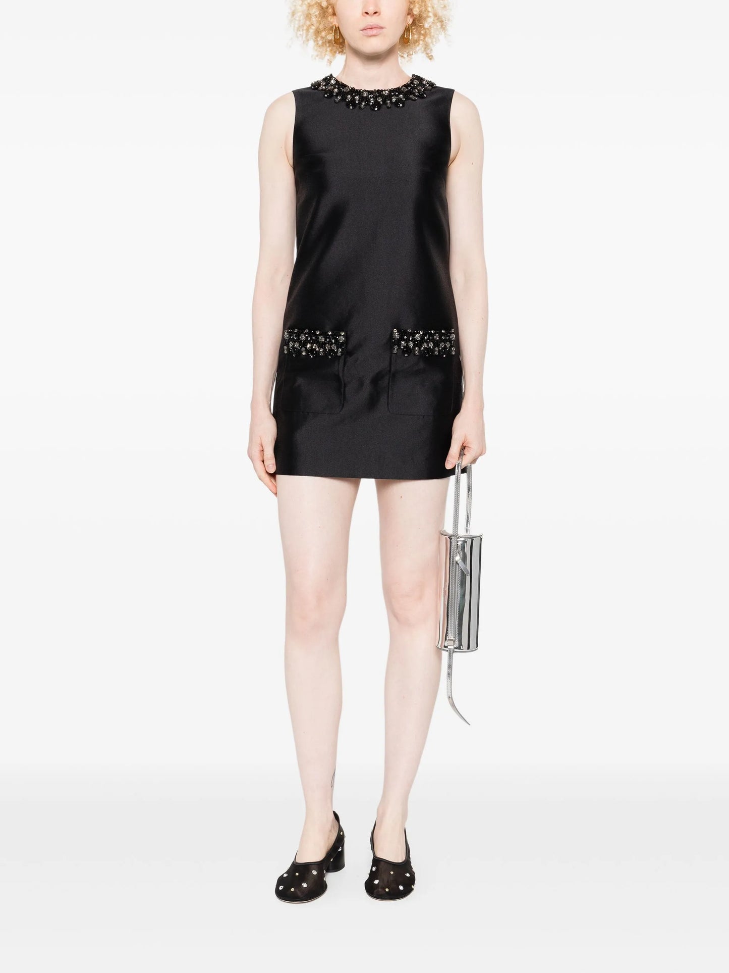 embellished-pocket mini dress