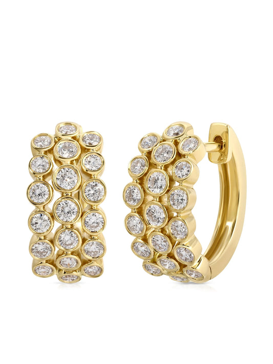 18K yellow gold diamond huggie earrings