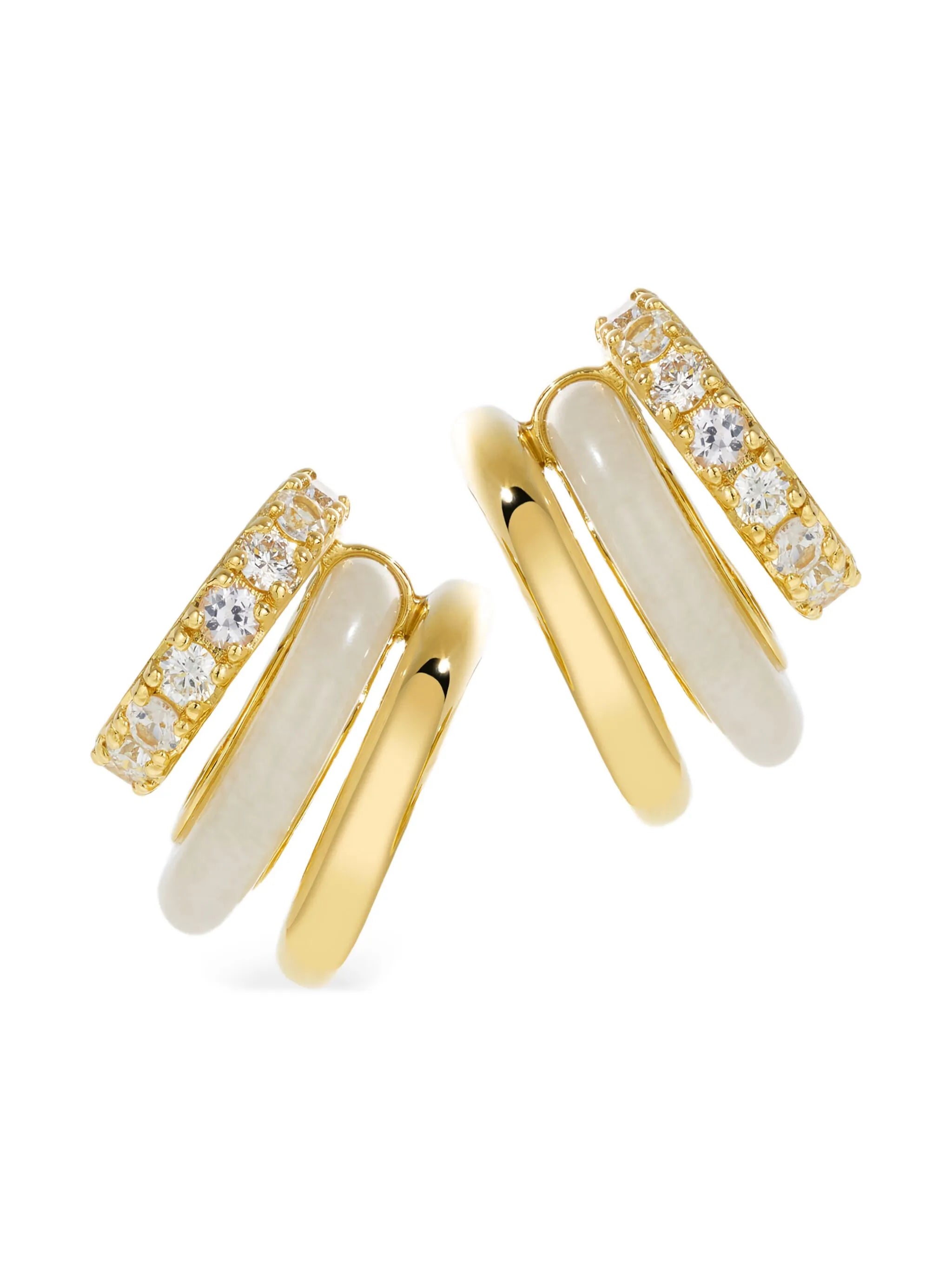 14K gold diamond and jasper stack earrings