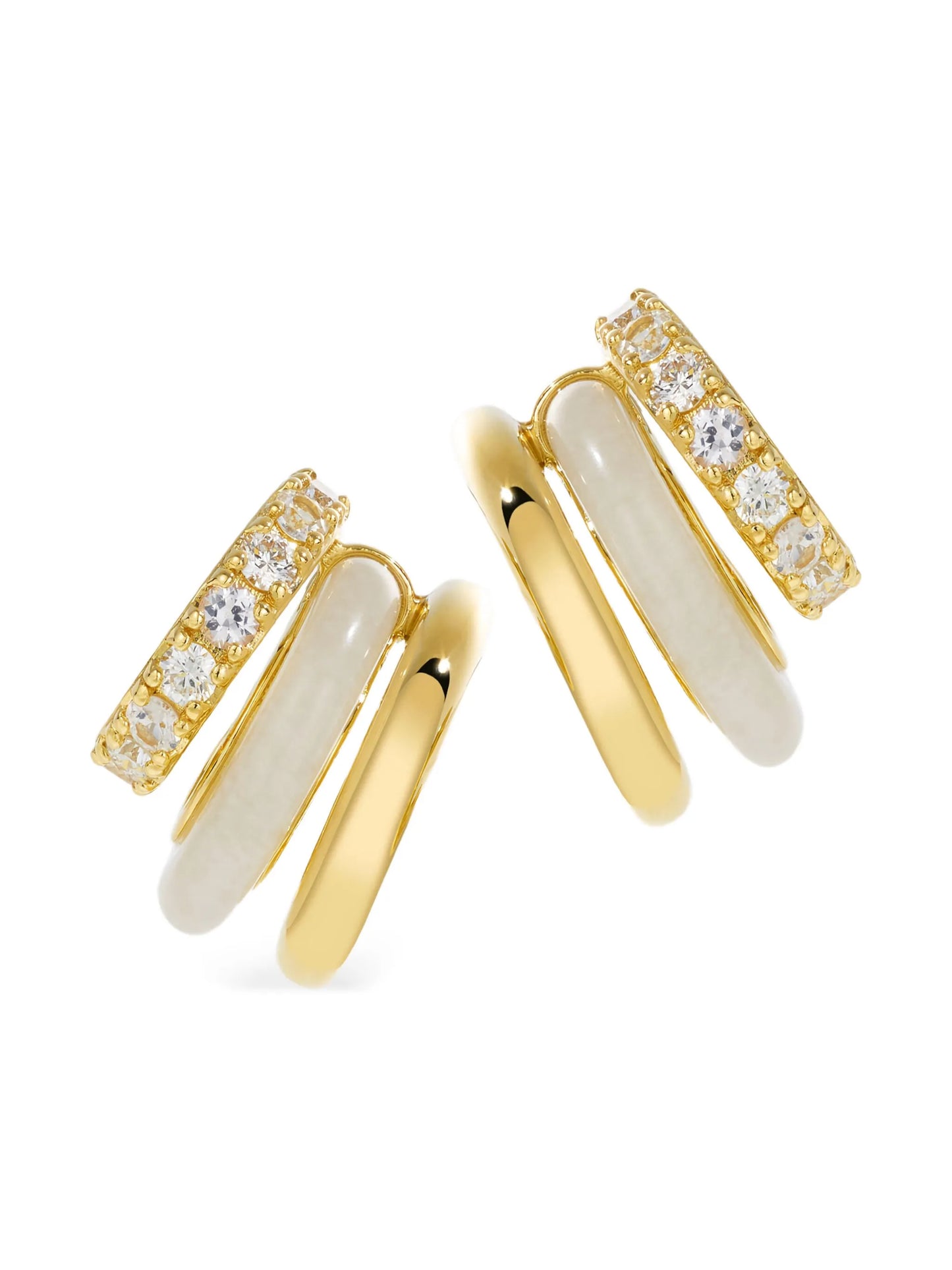 14K gold diamond and jasper stack earrings