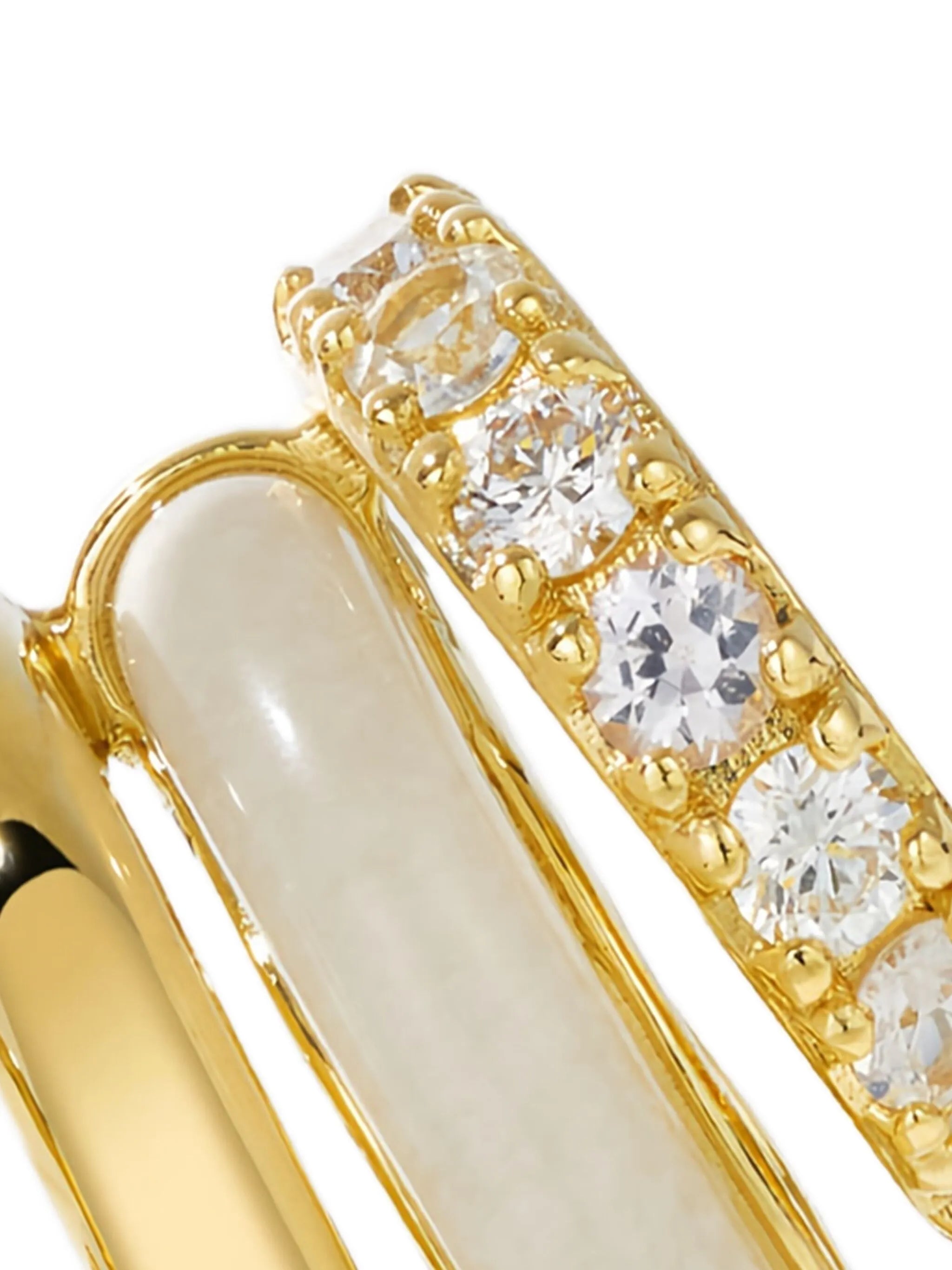 14K gold diamond and jasper stack earrings