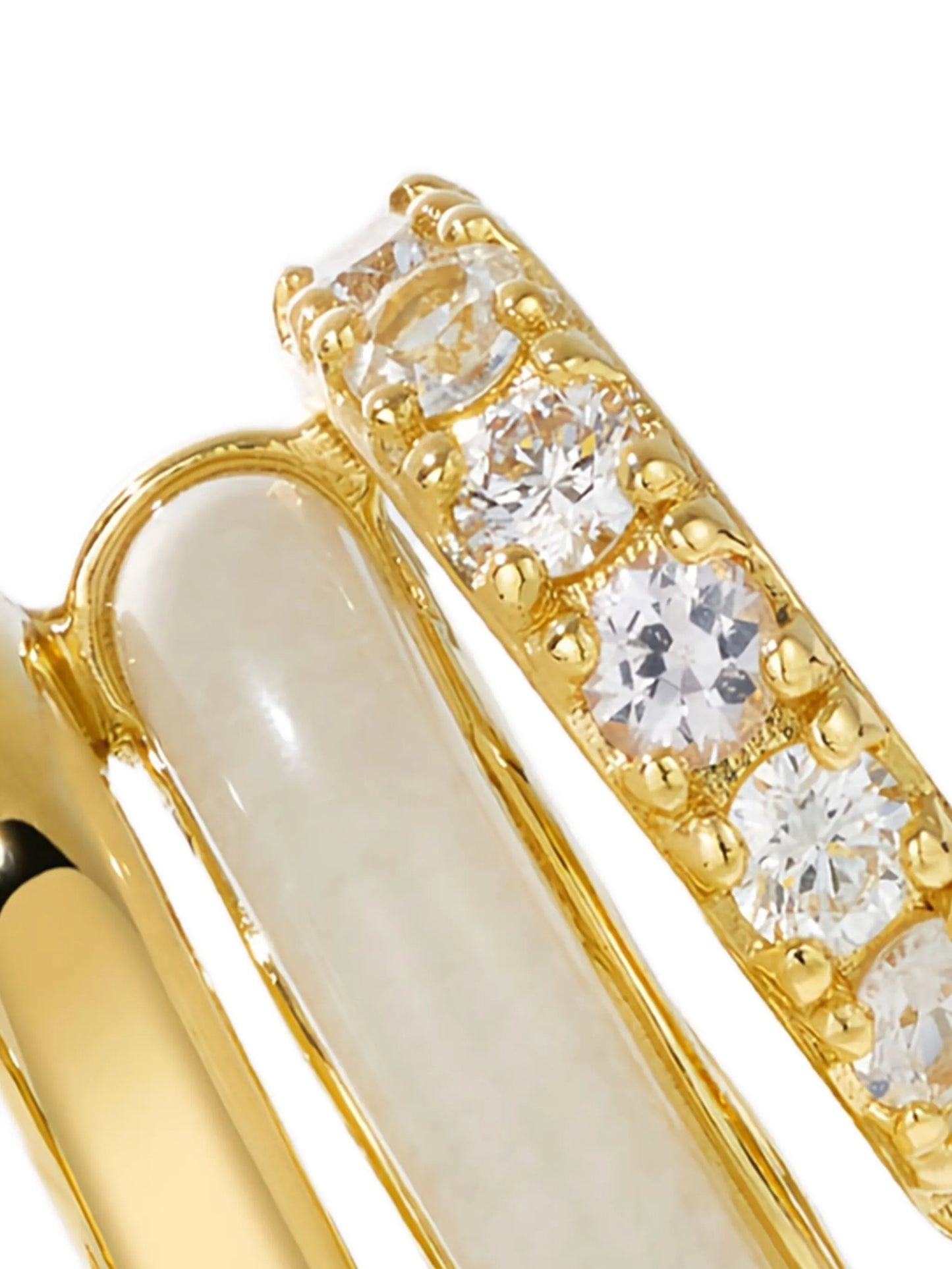 14K gold diamond and jasper stack earrings