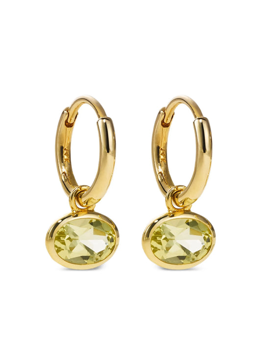 14K gold Orbit quartz hoop earrings