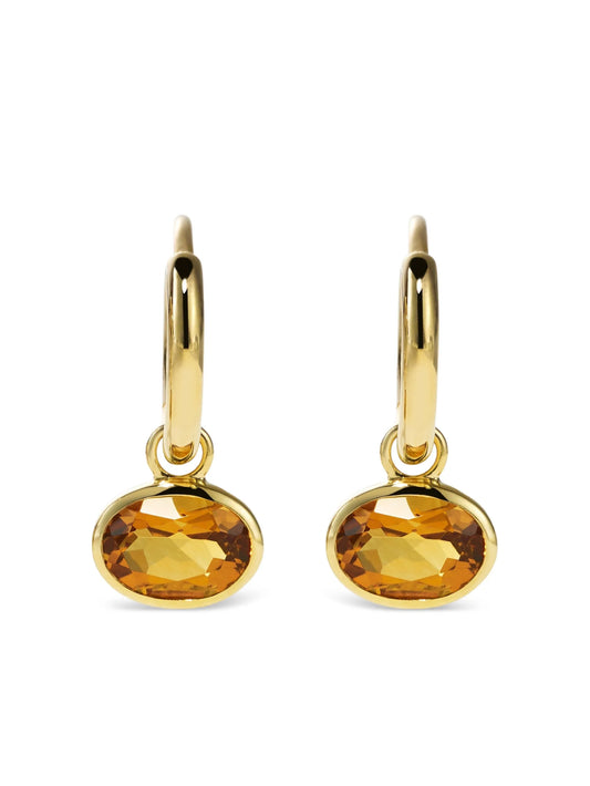 14K gold Orbit citrine hoop earrings
