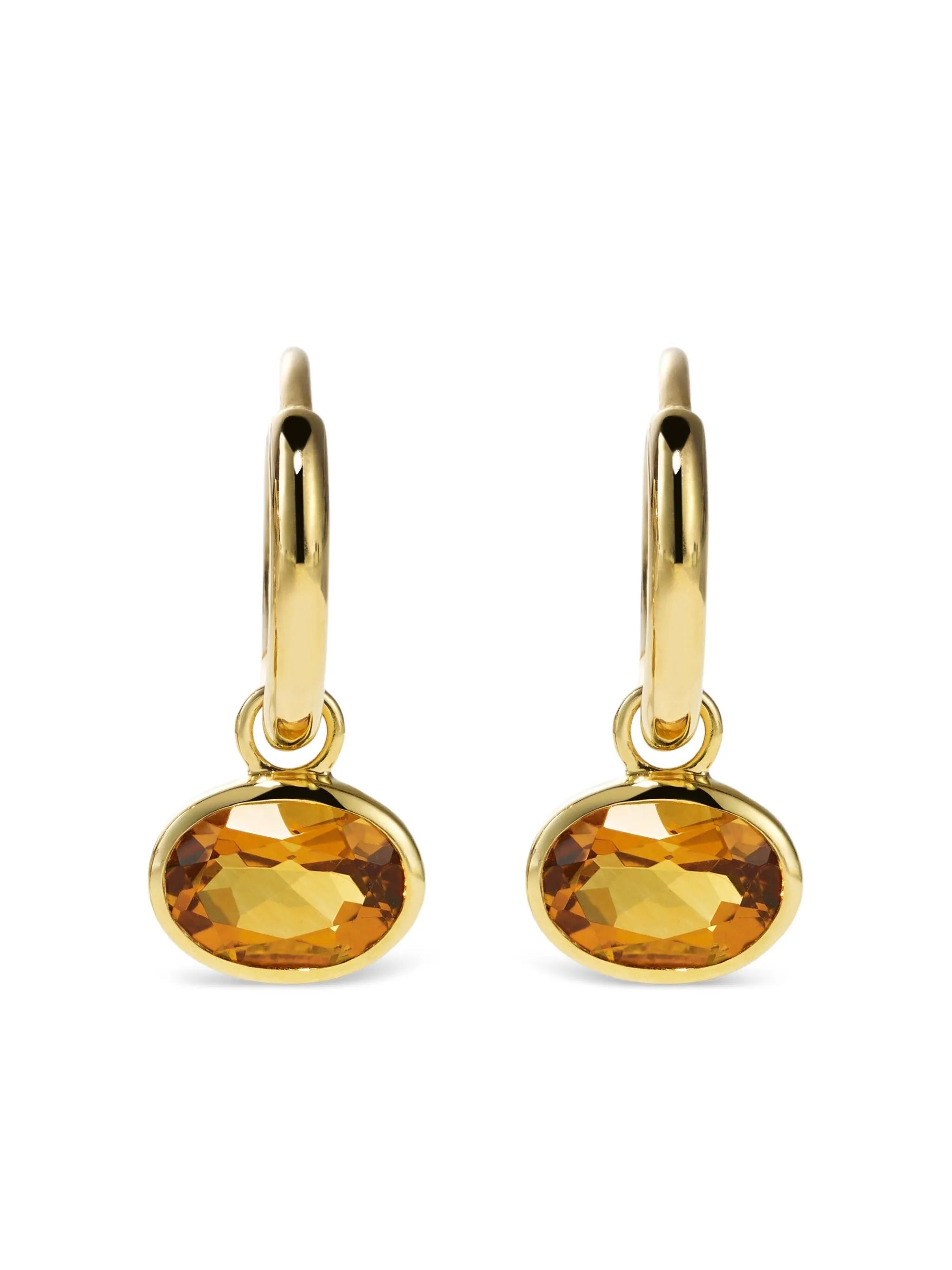 14CT gold Orbit citrine hoop earrings