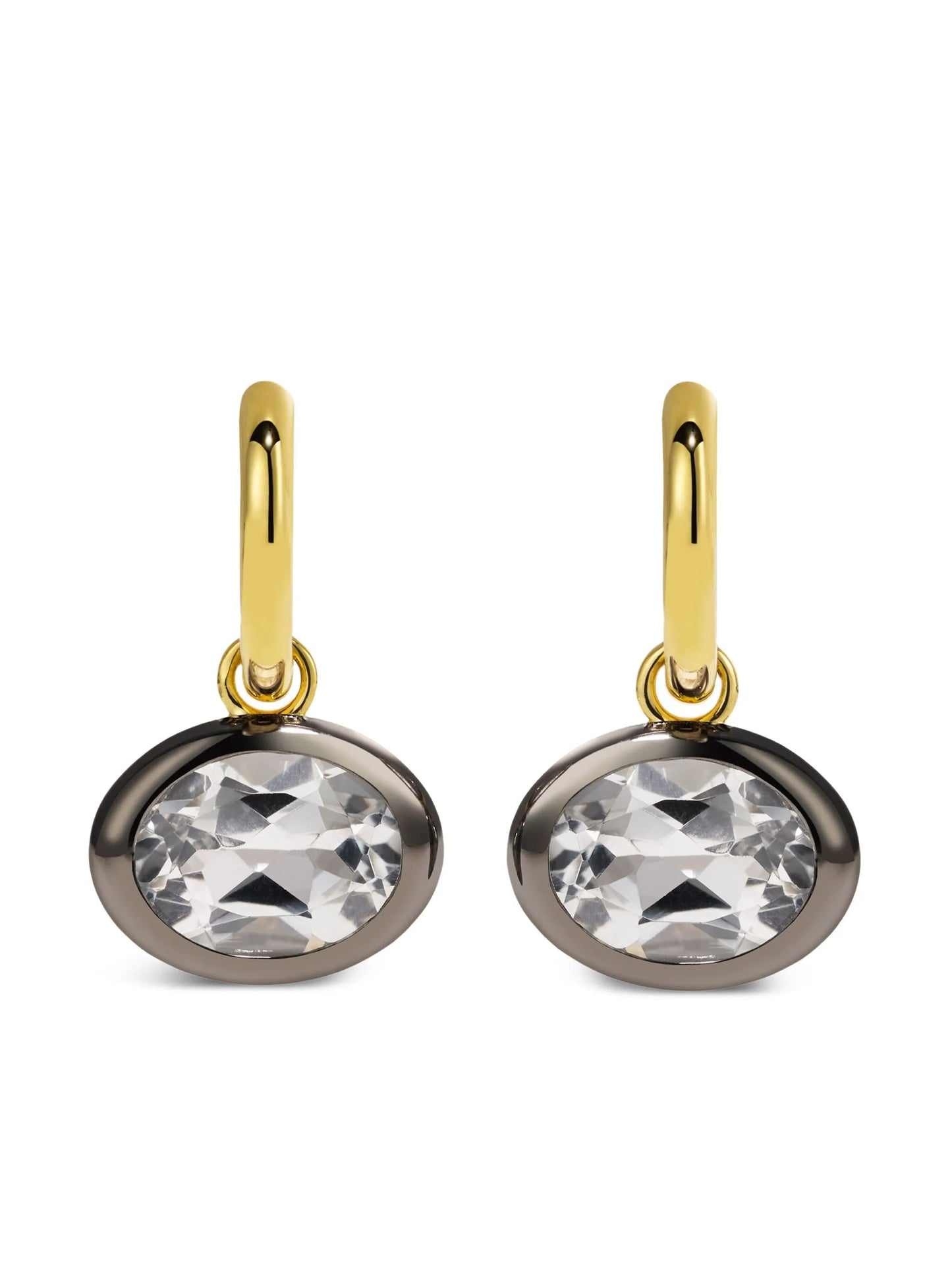 14K yellow gold Orbit topaz hoops