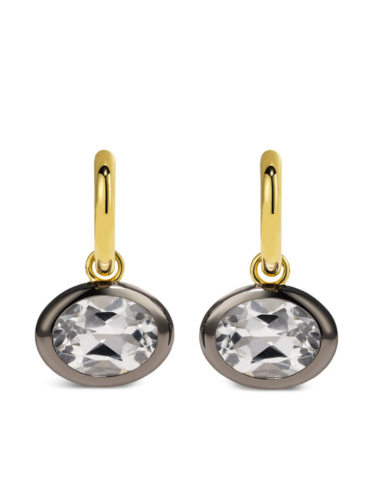 14K yellow gold Orbit topaz hoops