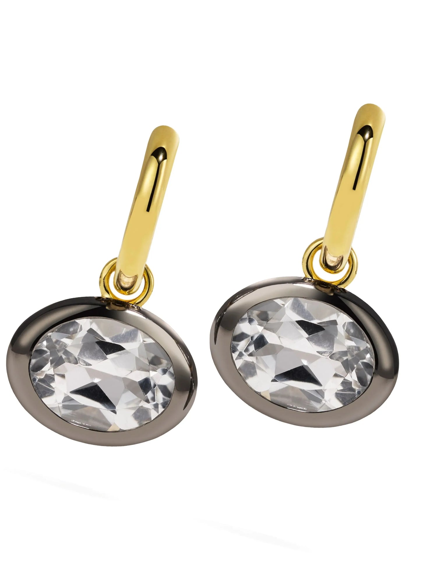 14K yellow gold Orbit topaz hoops