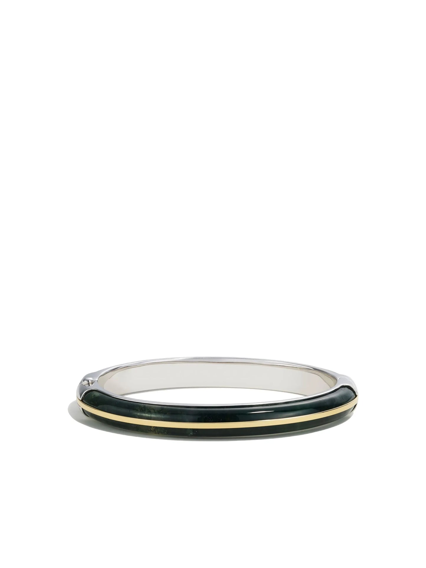 14CT gold and sterling silver agate bangle ring