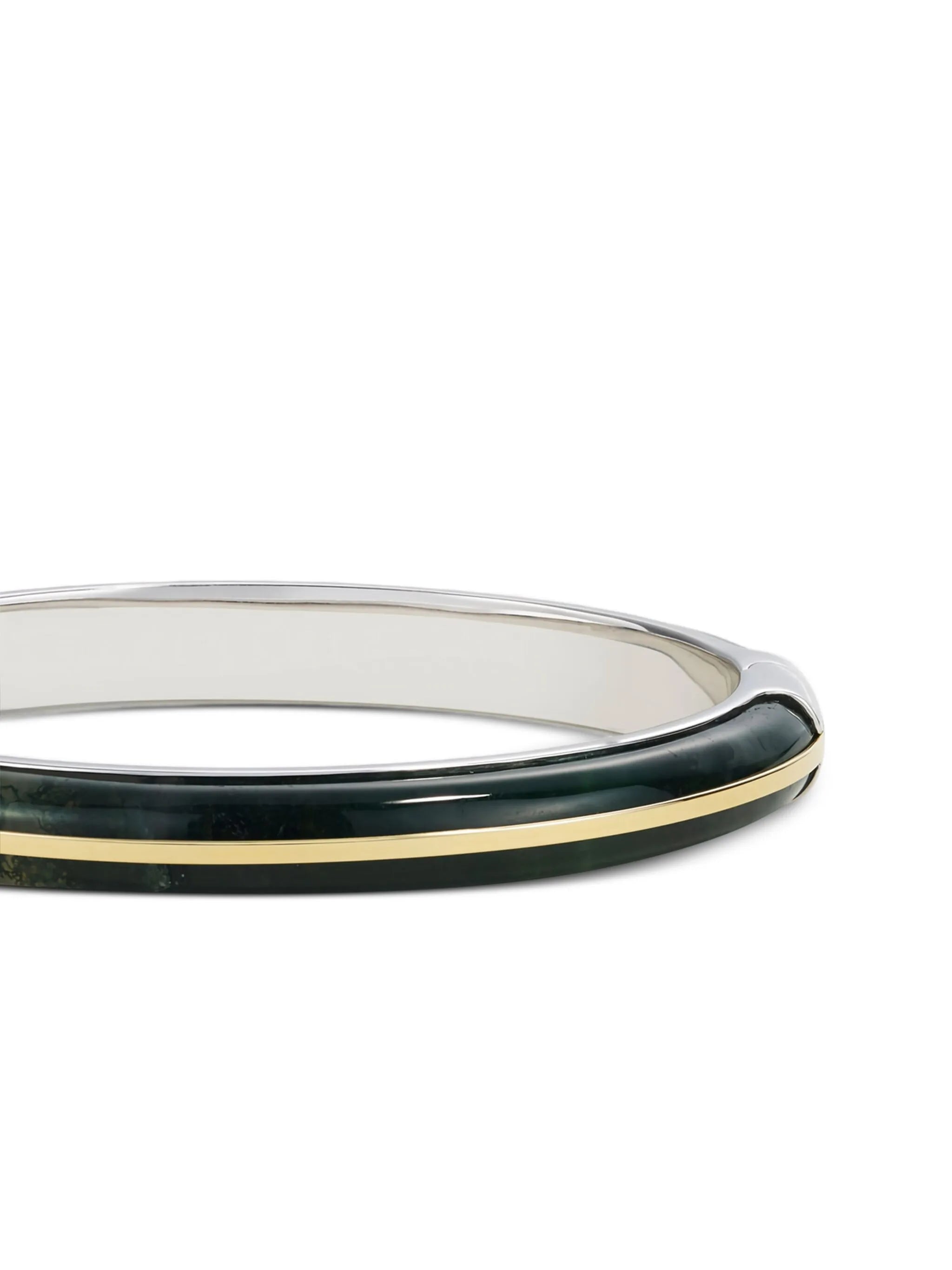 14CT gold and sterling silver agate bangle ring