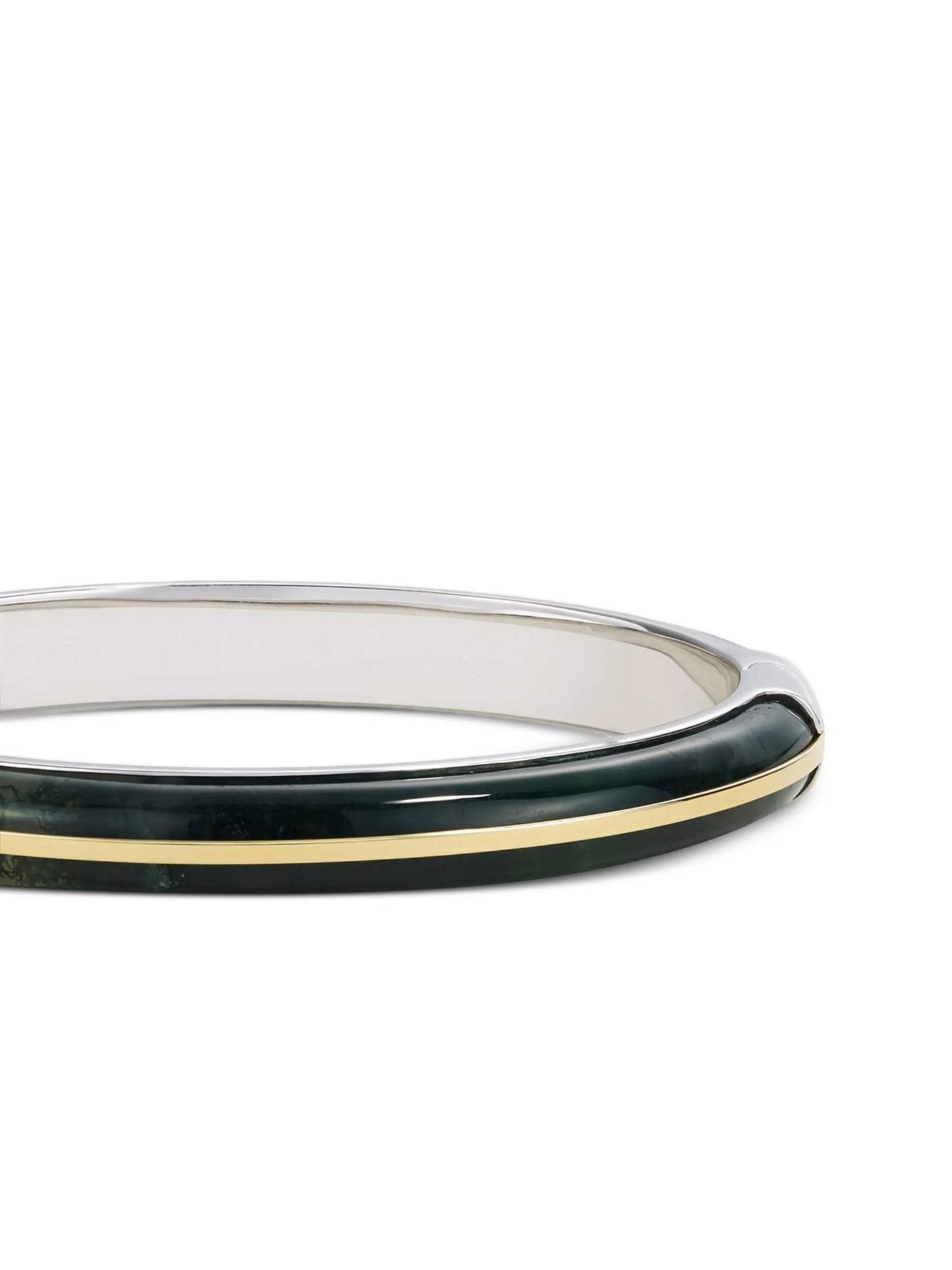 14CT gold and sterling silver agate bangle ring